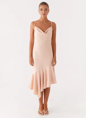 Korby Midi Dress - Pink Raw-Hem Comfy Shape