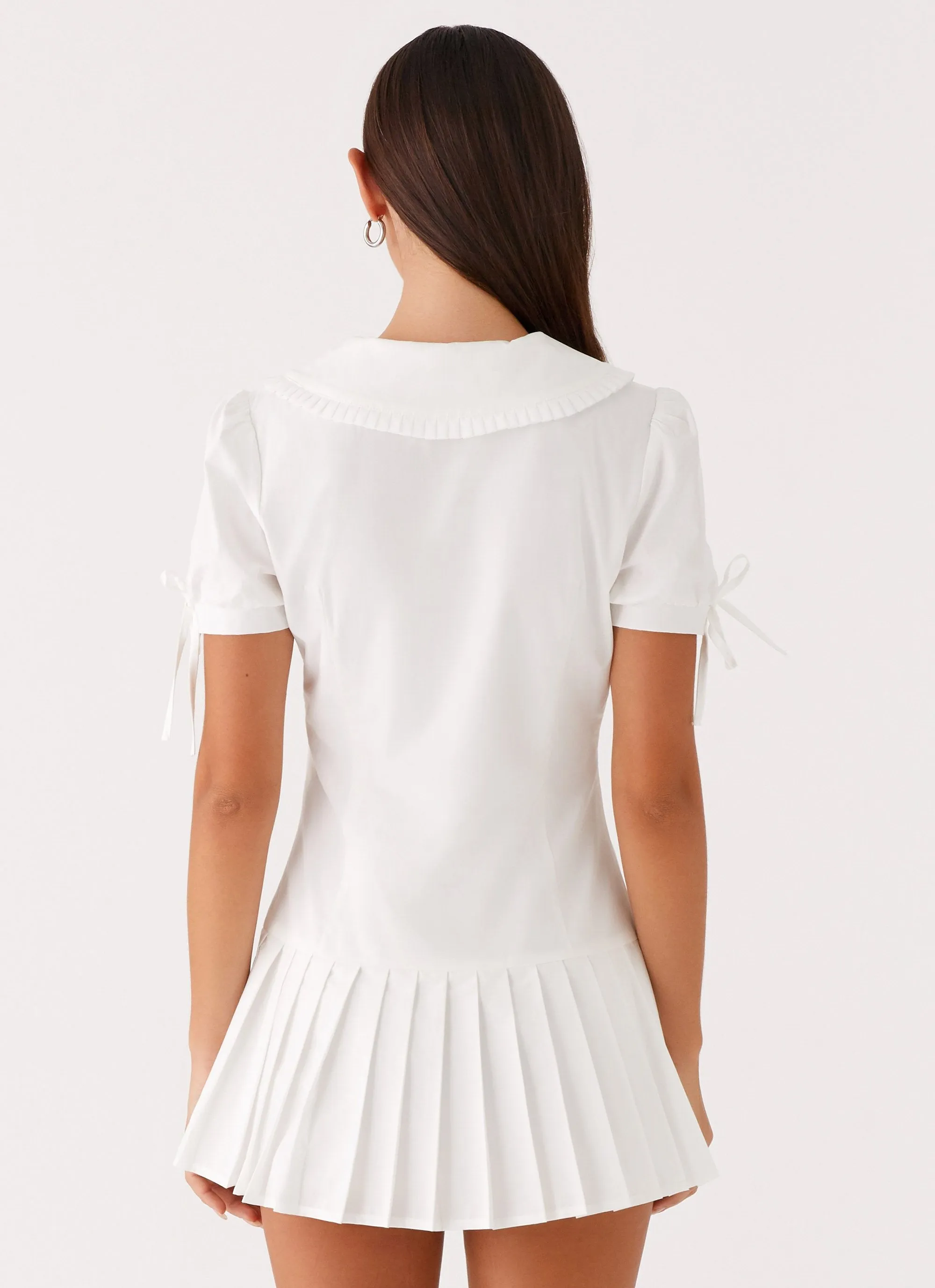 To Us Pleated Mini Dress - White Chic Comfort Soft color