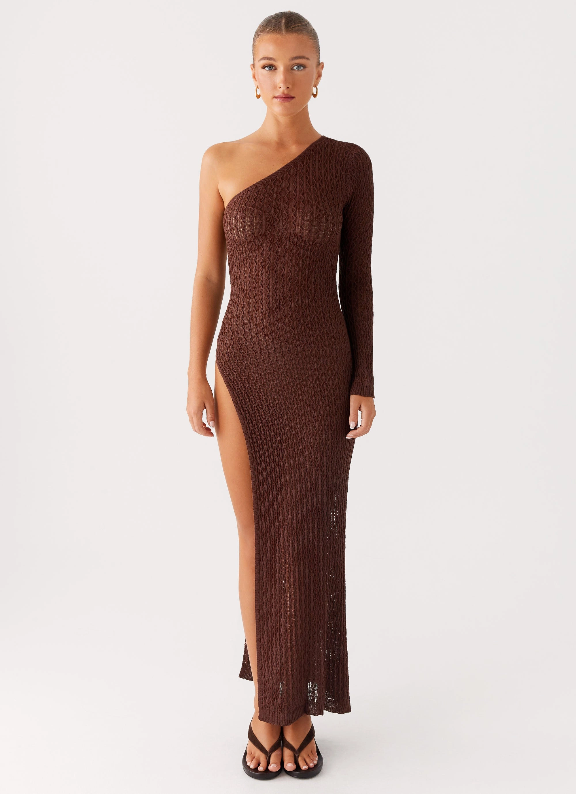 Relax Draping Kerri Knit Maxi Dress - Dark Chocolate