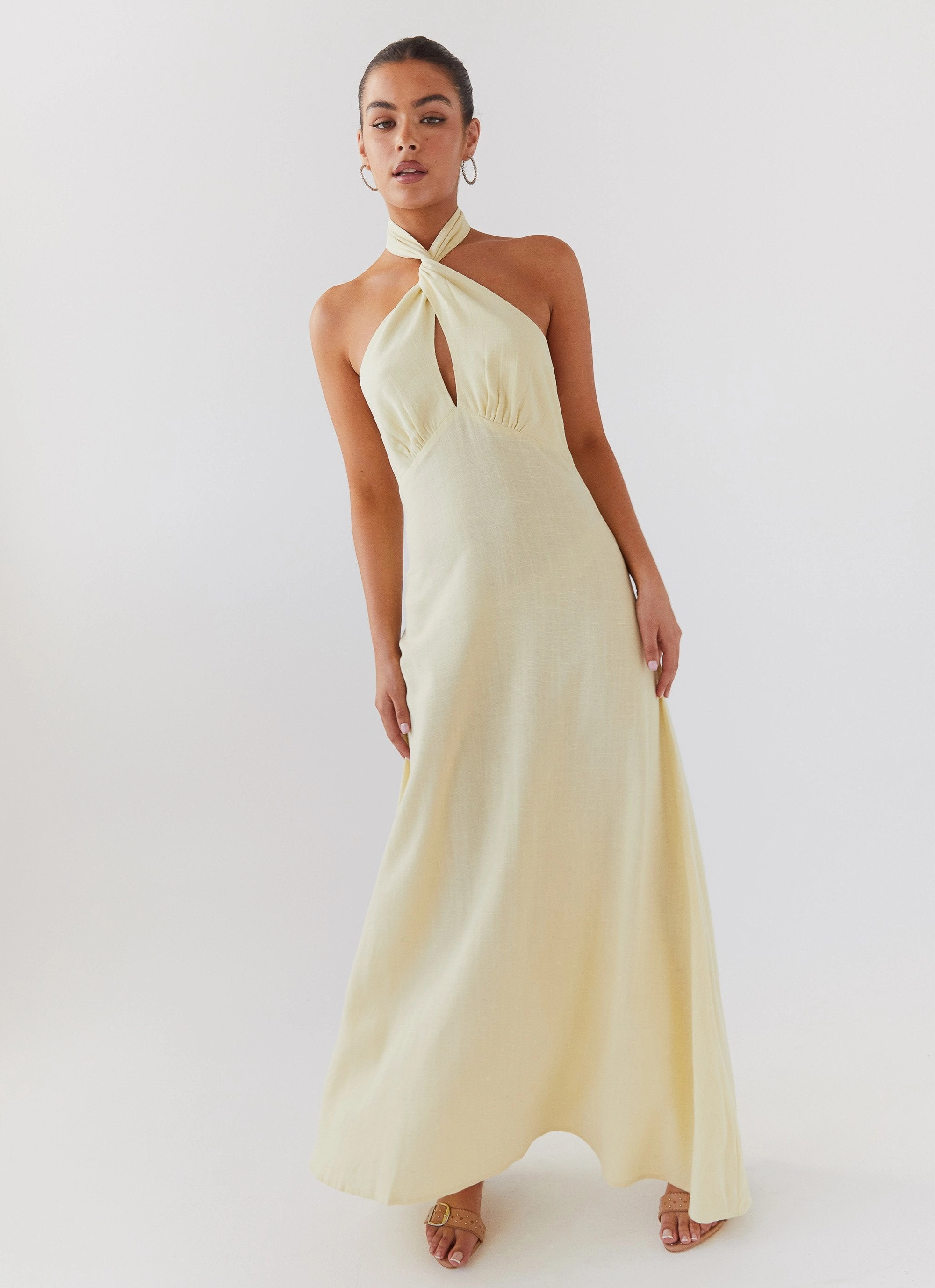 Adrienne Linen Maxi Dress - Lemon Smart Shape City-Style
