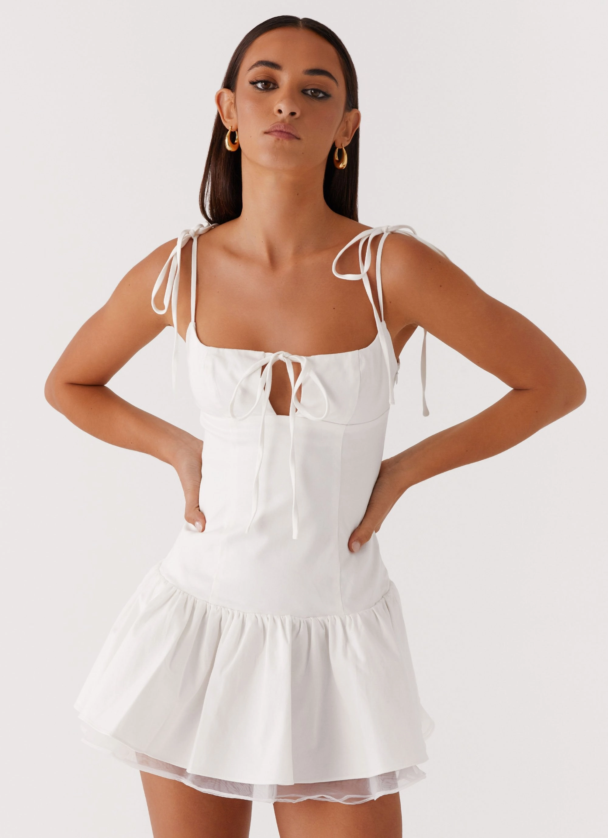 Valene Mini Dress - White Flexible Mood Fit Clean