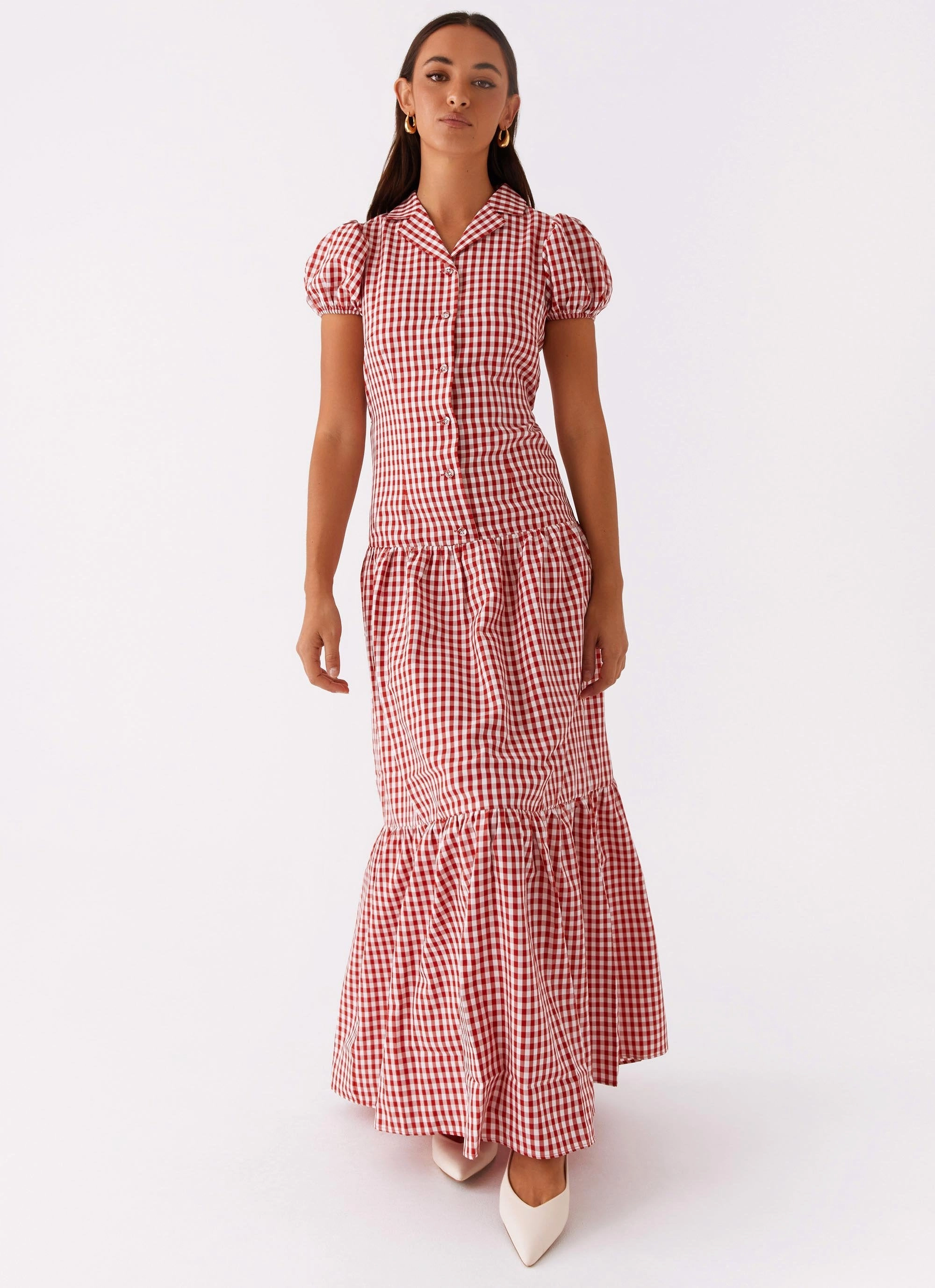 Verity Maxi Dress - Red Gingham All Gender Fit