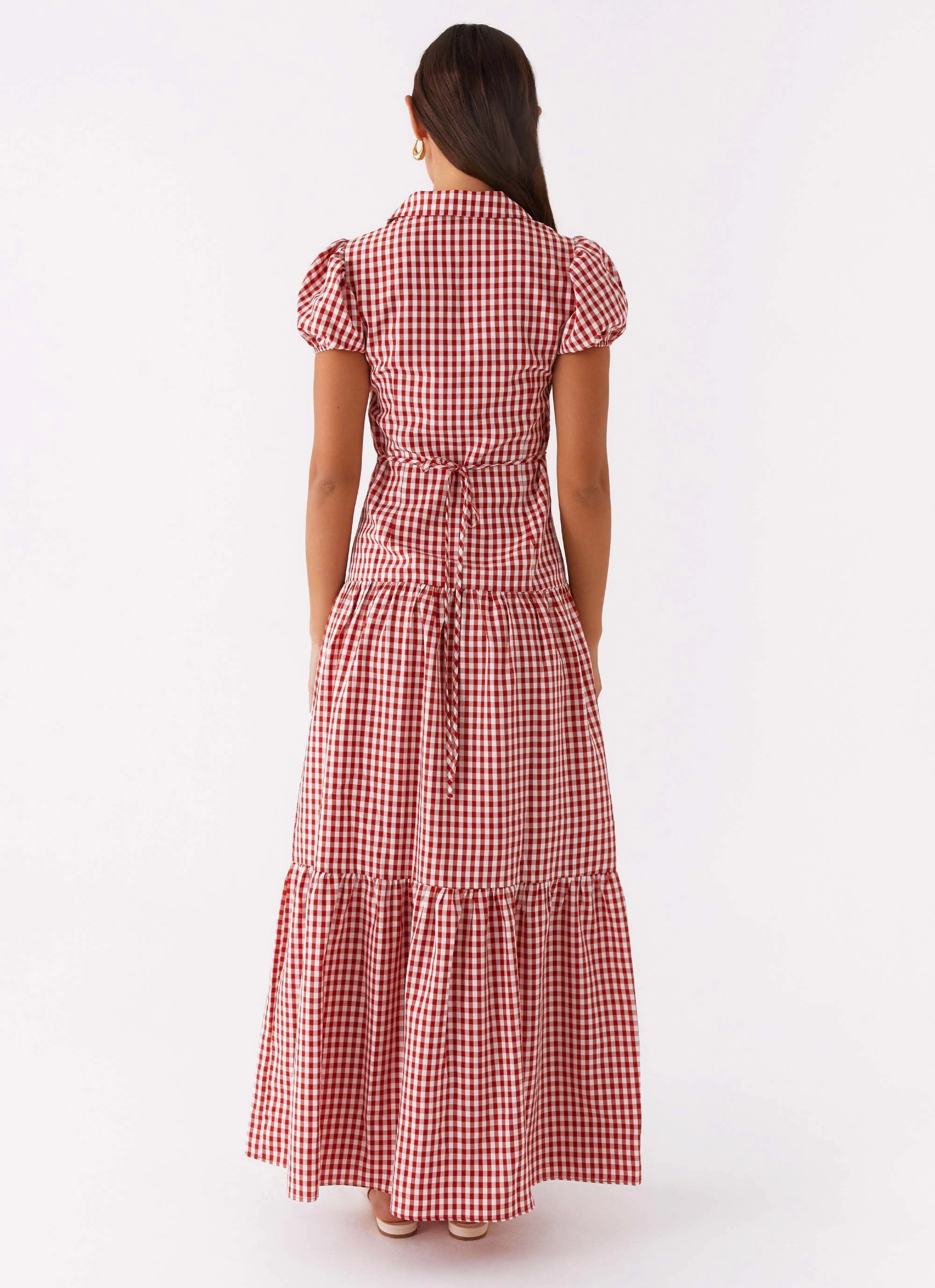 Verity Maxi Dress - Red Gingham Clean Base Perfect Mood