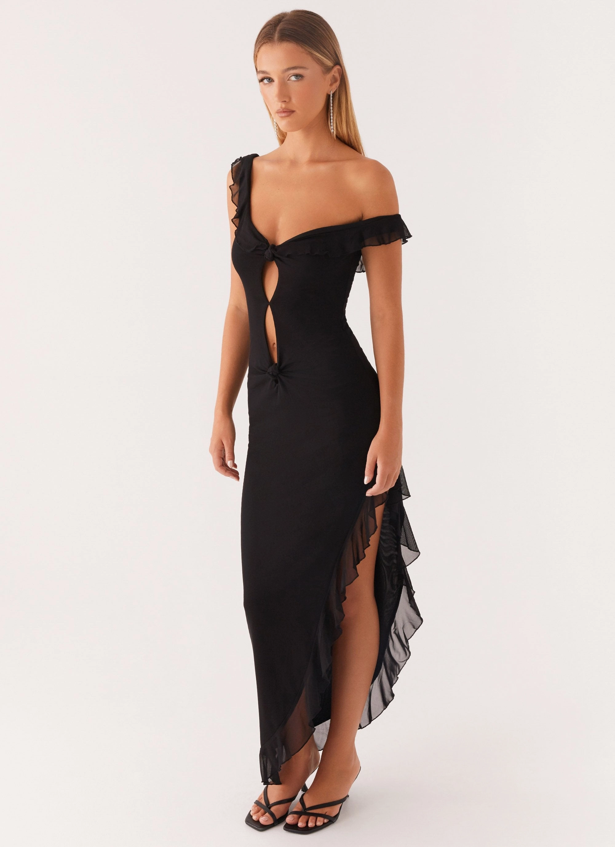 Flattering Silhouette Grab Now Impossible Cut Out Midi Dress - Black
