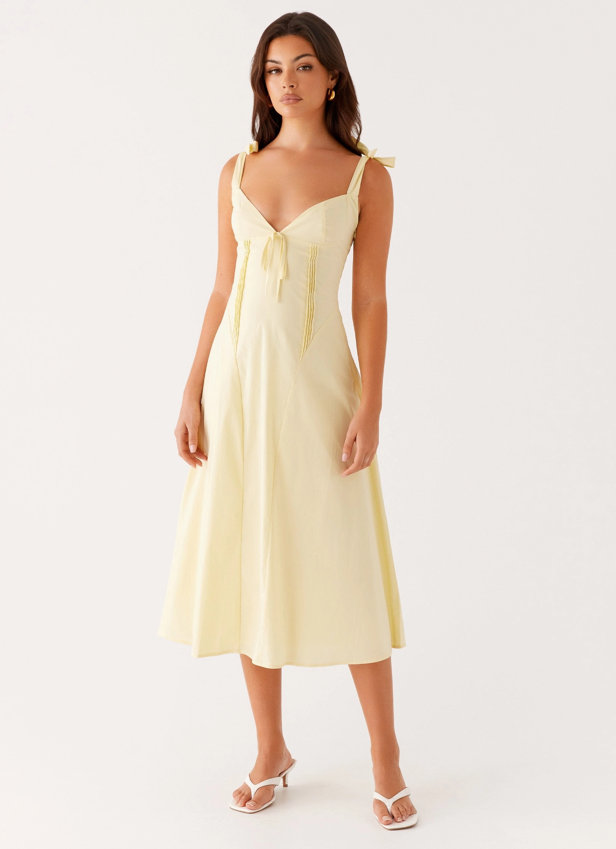 Adela Midi Dress - Yellow Waist-Cinching