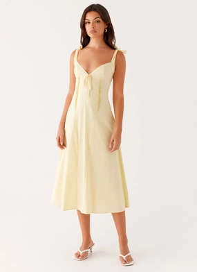 Adela Midi Dress - Yellow Waist-Cinching