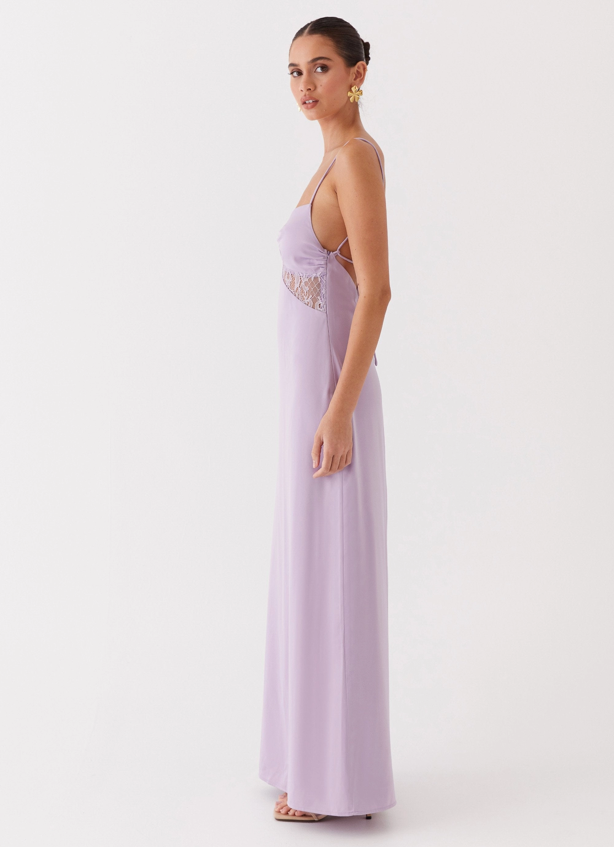 Dream Sight Lace Satin Maxi Dress - Lilac Cool Structure Quick Glam