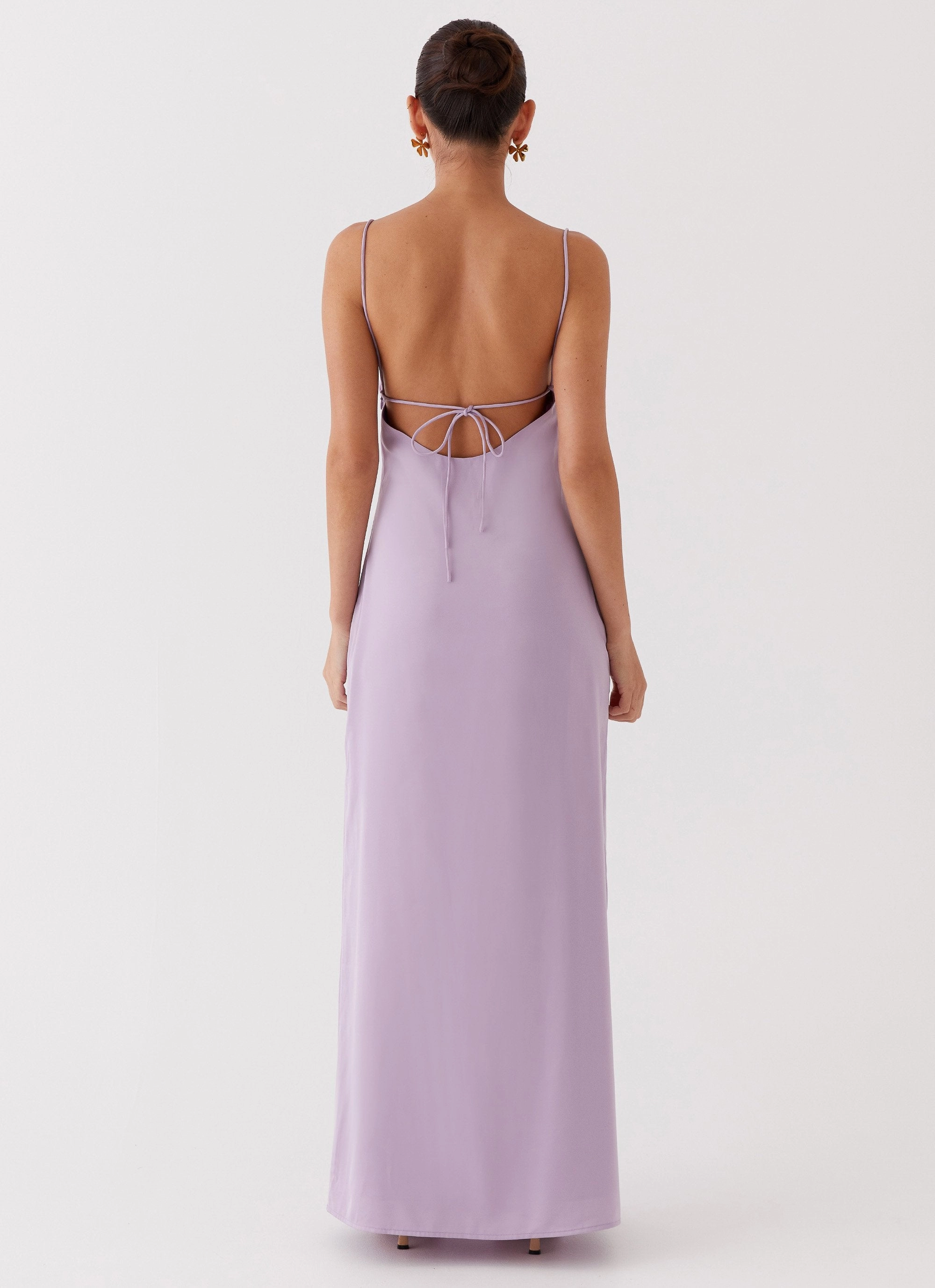 Dream Sight Lace Satin Maxi Dress - Lilac Unlined Look Romantic Soft