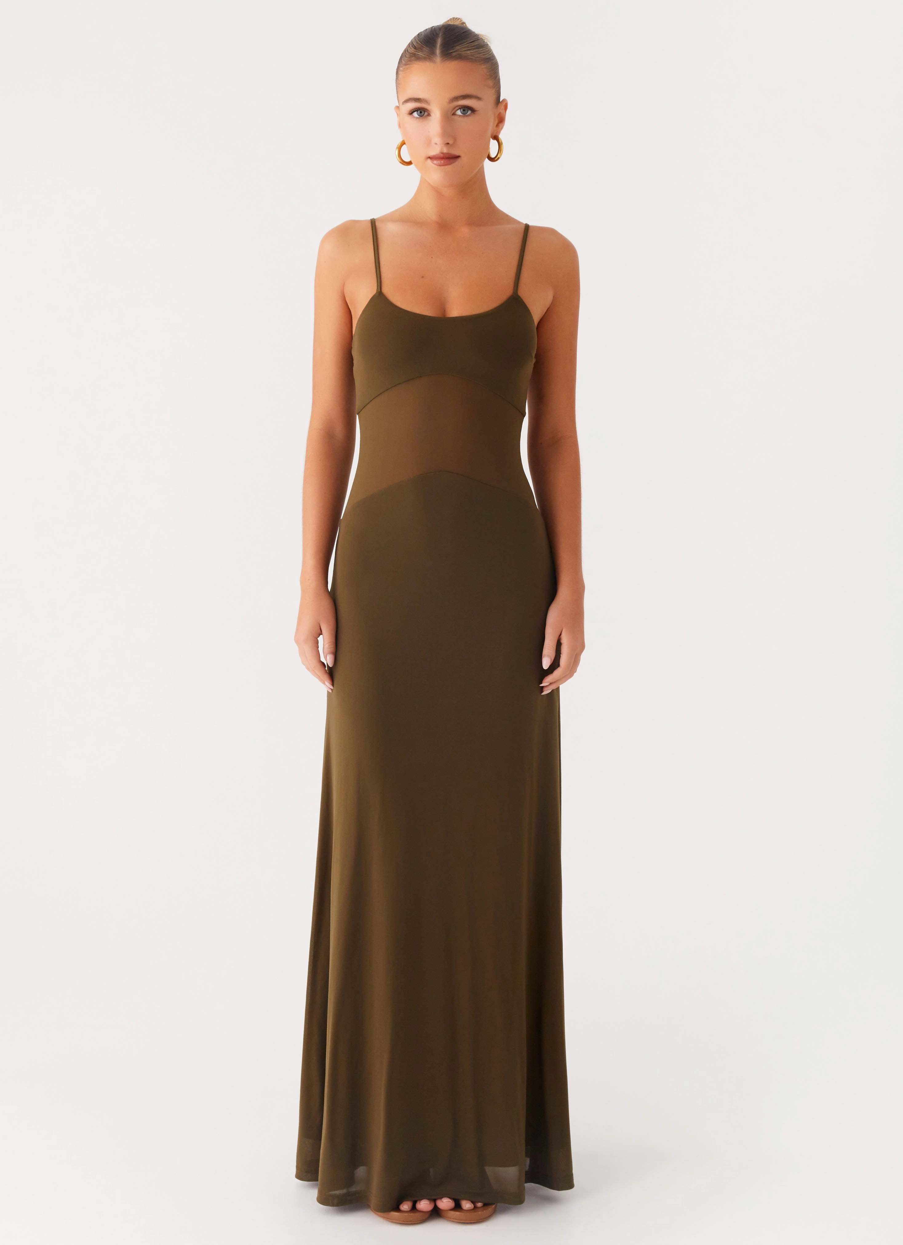 Anti-bacterial Elegant Finish Starfall Maxi Dress - Khaki