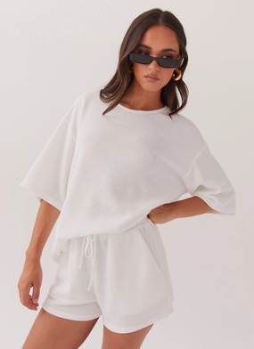 Ocean Waves Knit Shorts - White Crisp Layer