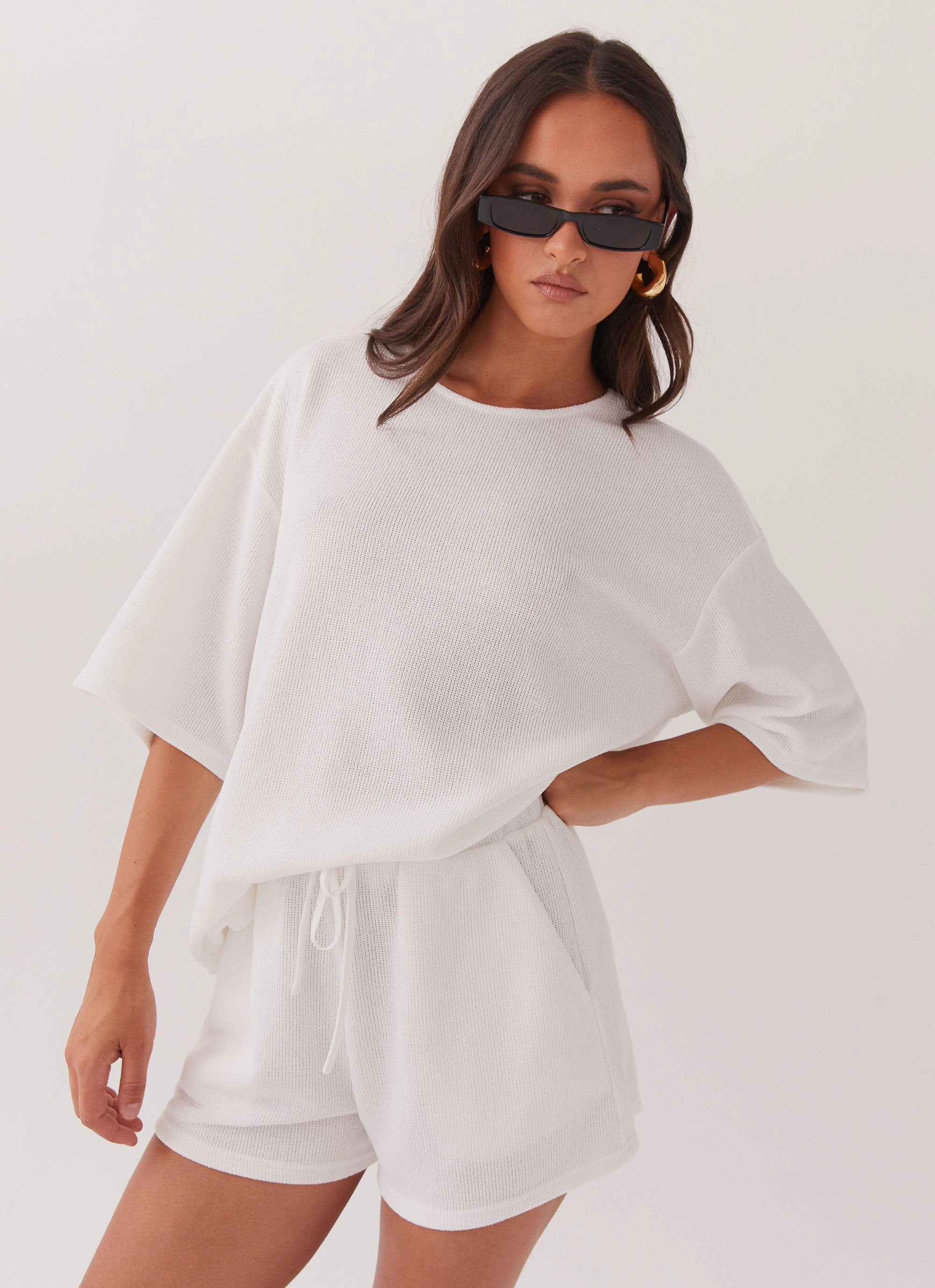 Ocean Waves Knit Shorts - White Crisp Layer