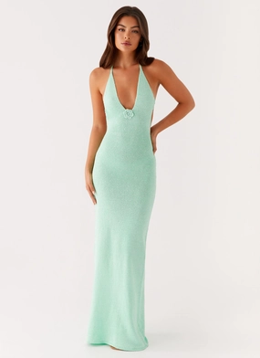 Sporty Look Tropez Knit Maxi Dress - Pastel Green