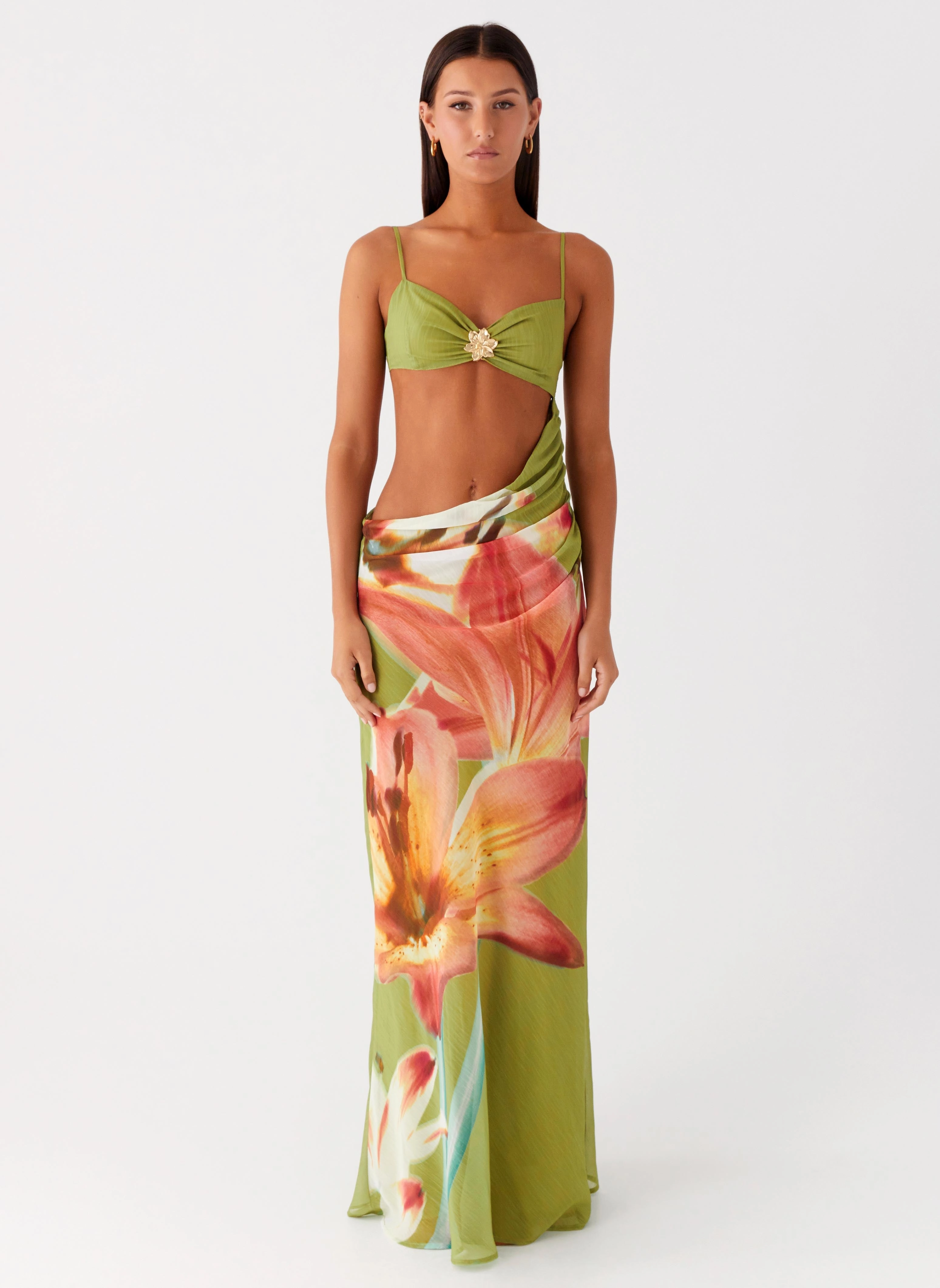 Office Layer Tropic Rush Cut Out Maxi Dress - Jungle Floral