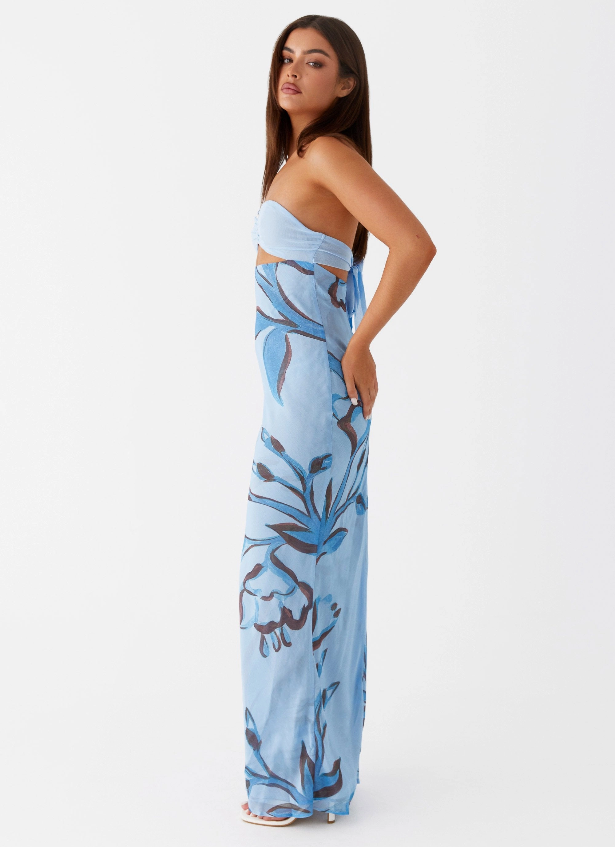 Tropicana Maxi Dress - Blue Floral Matte-finish Vibrant Spirit