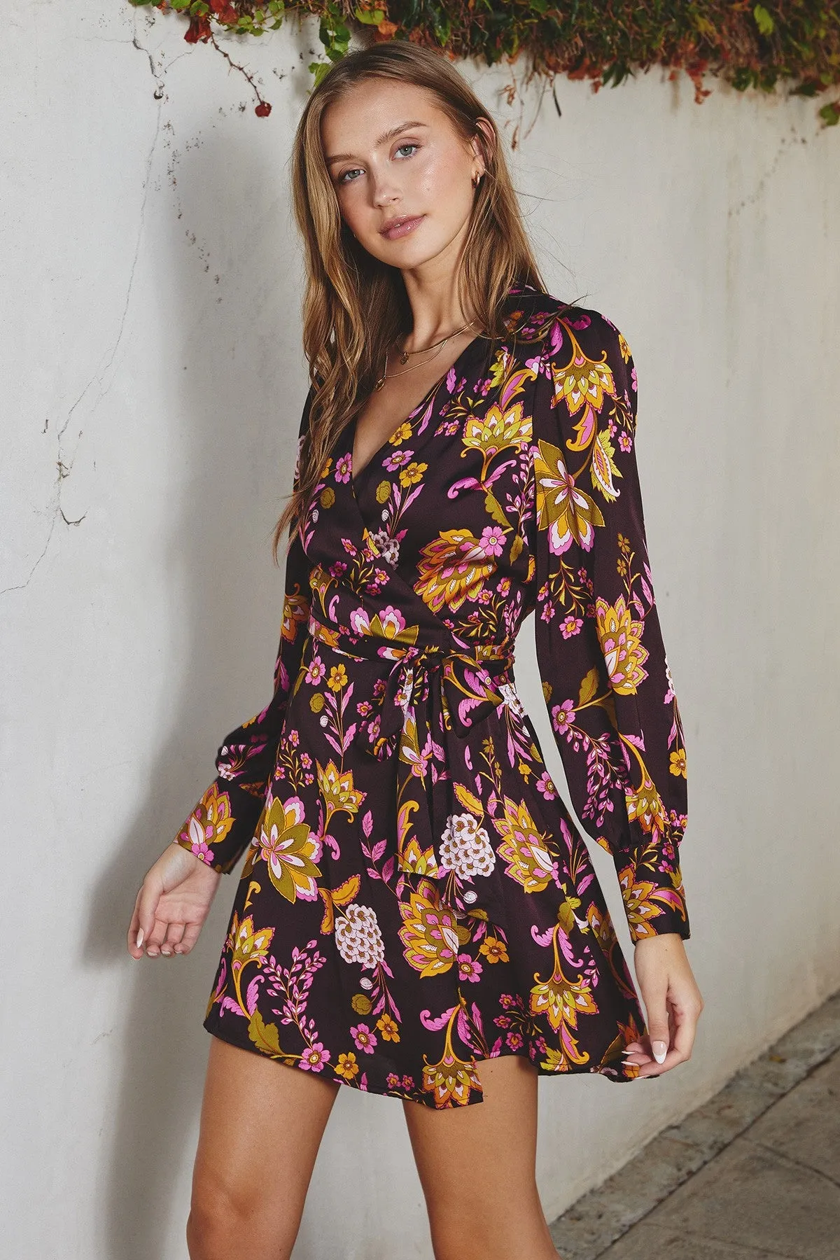 True or False Dress Nature Inspired Button Accent