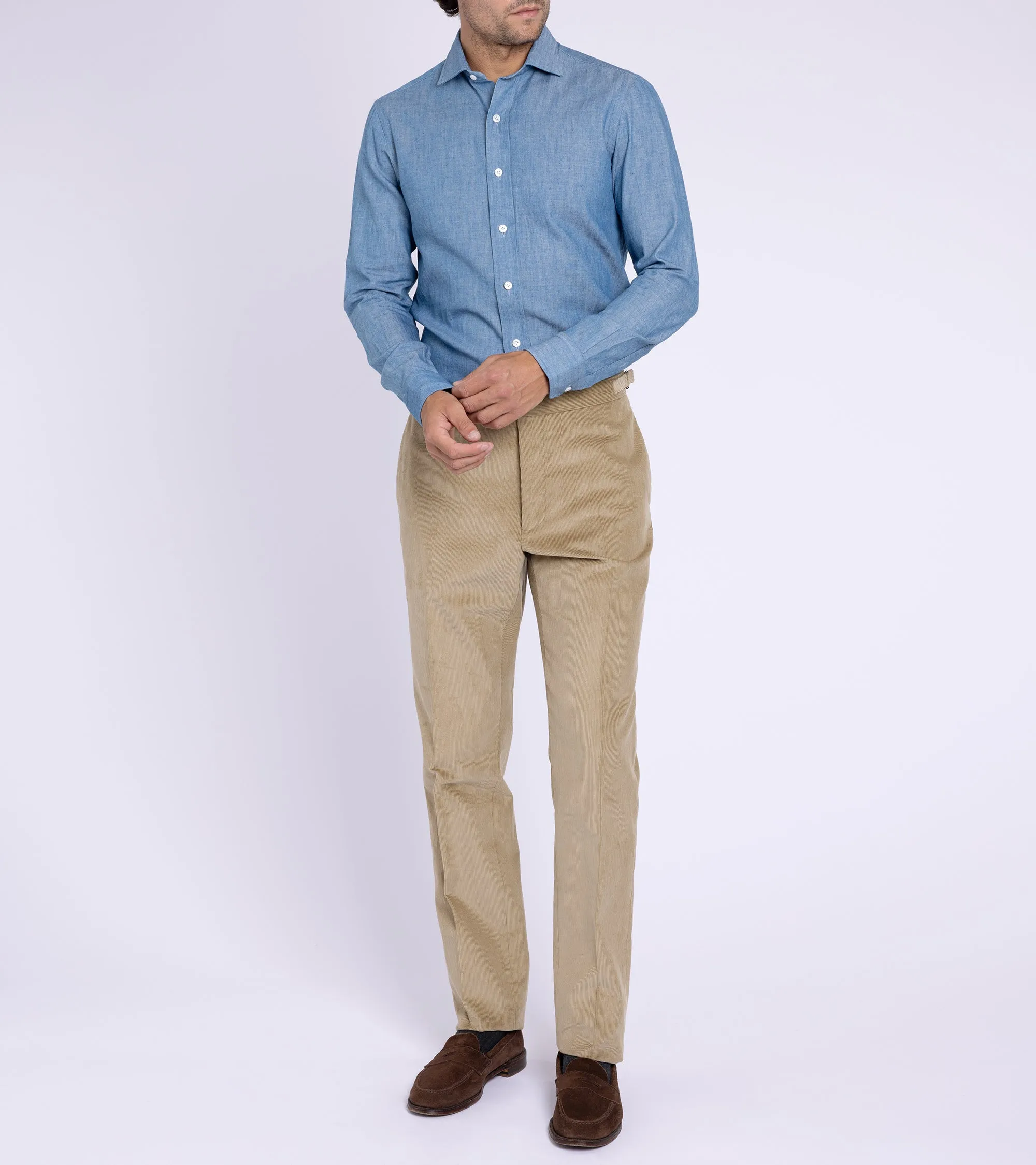 Trunk Wigmore Fine Cotton Corduroy Suit Trousers: Beige