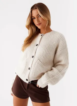 Hartley Cardigan - White Ergonomic Shoulder Shape