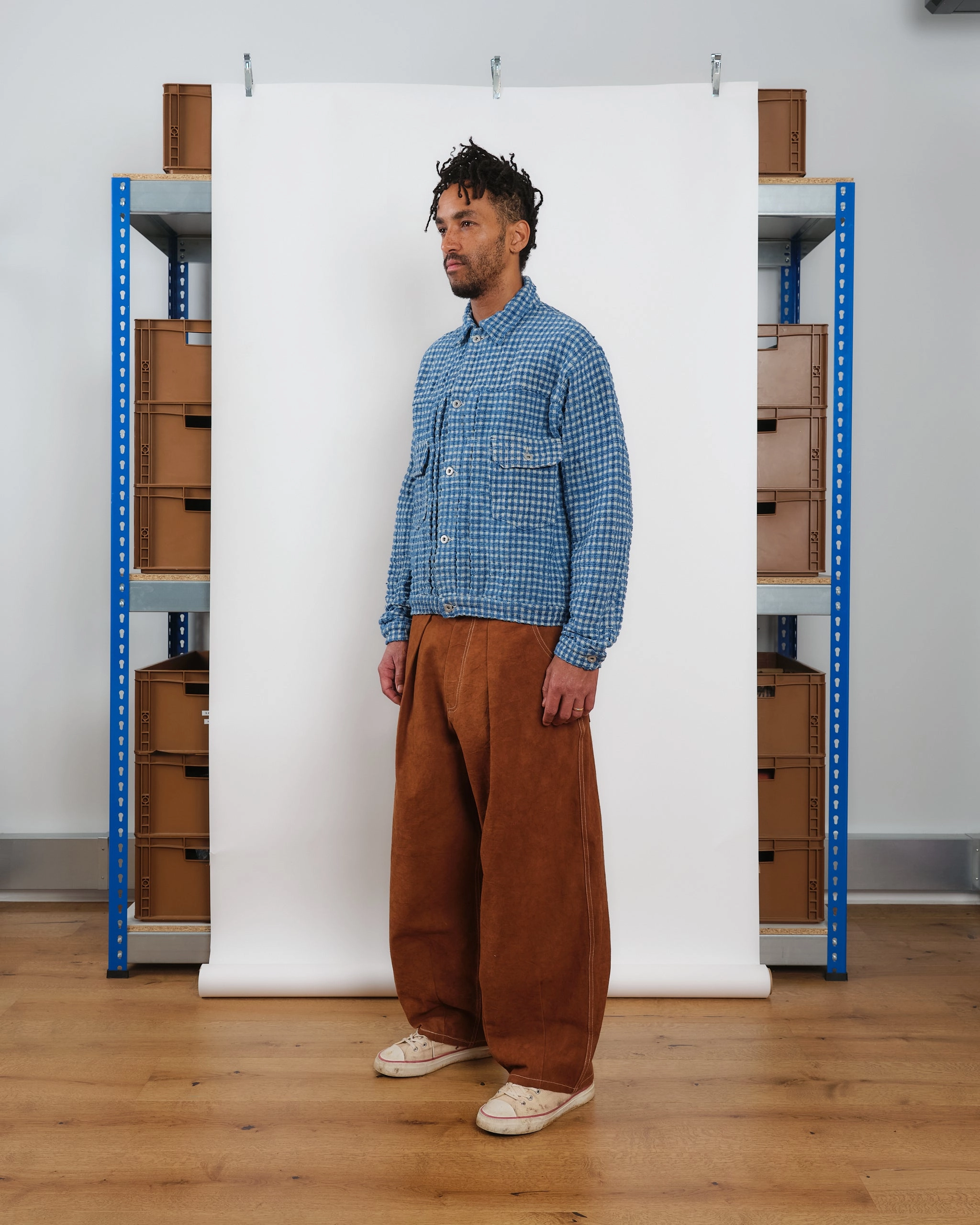 Tuesday Jacket - Indigo Wobbly Waffle Perfect Shape Fitted Look