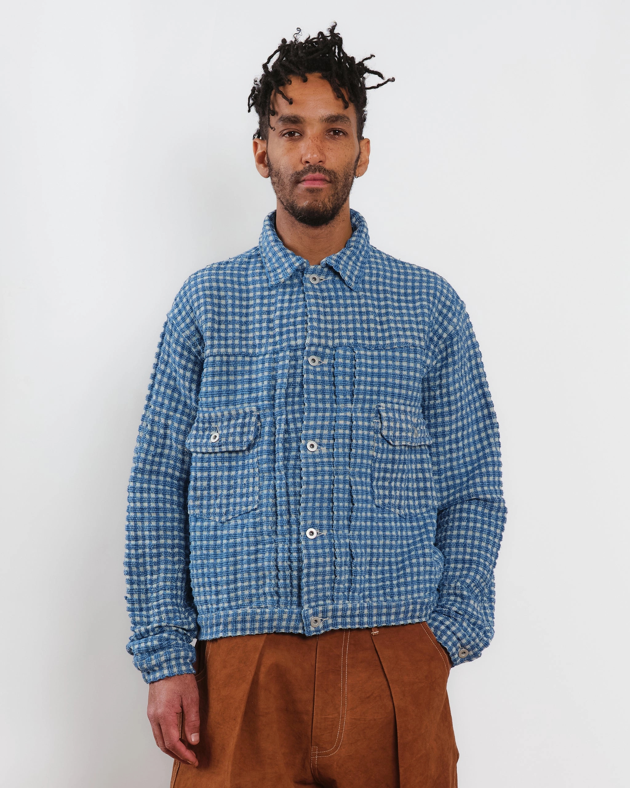 Tuesday Jacket - Indigo Wobbly Waffle Designer-Label