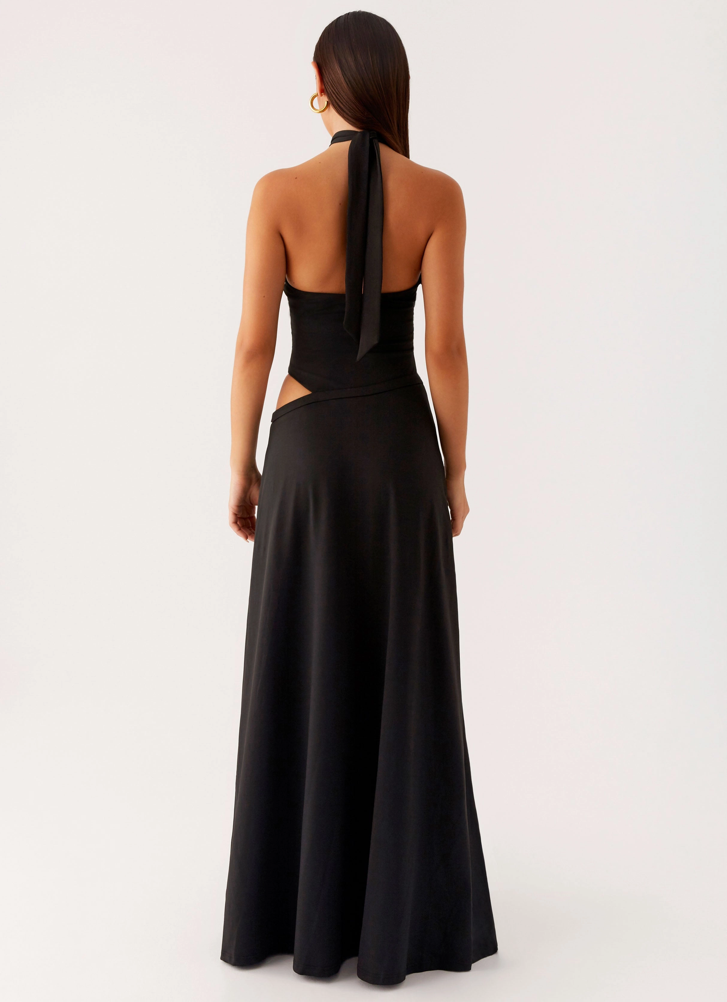 Wrap-Style Cinched-Waist Turner Maxi Dress - Black