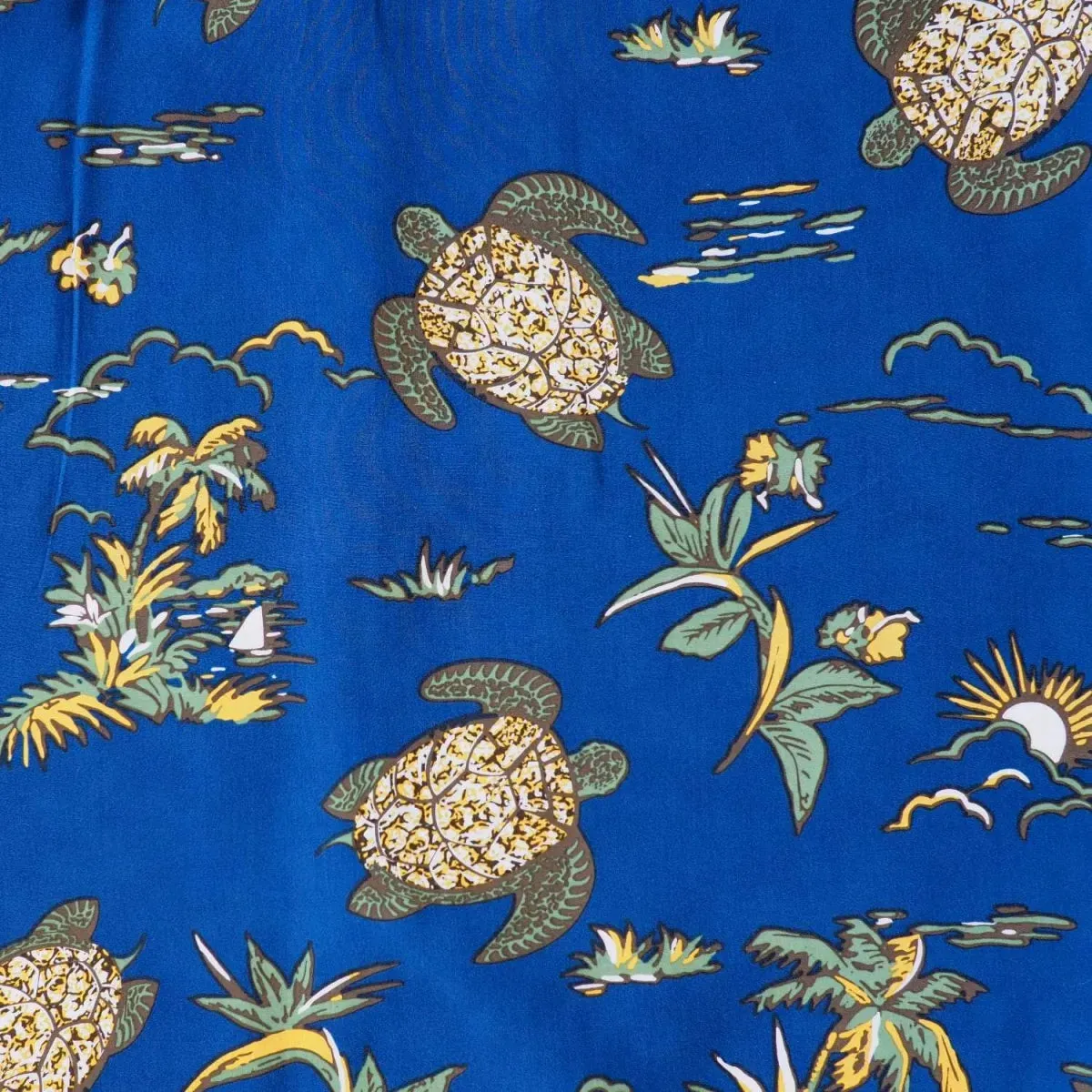 turtle bay blue hawaiian rayon shirt