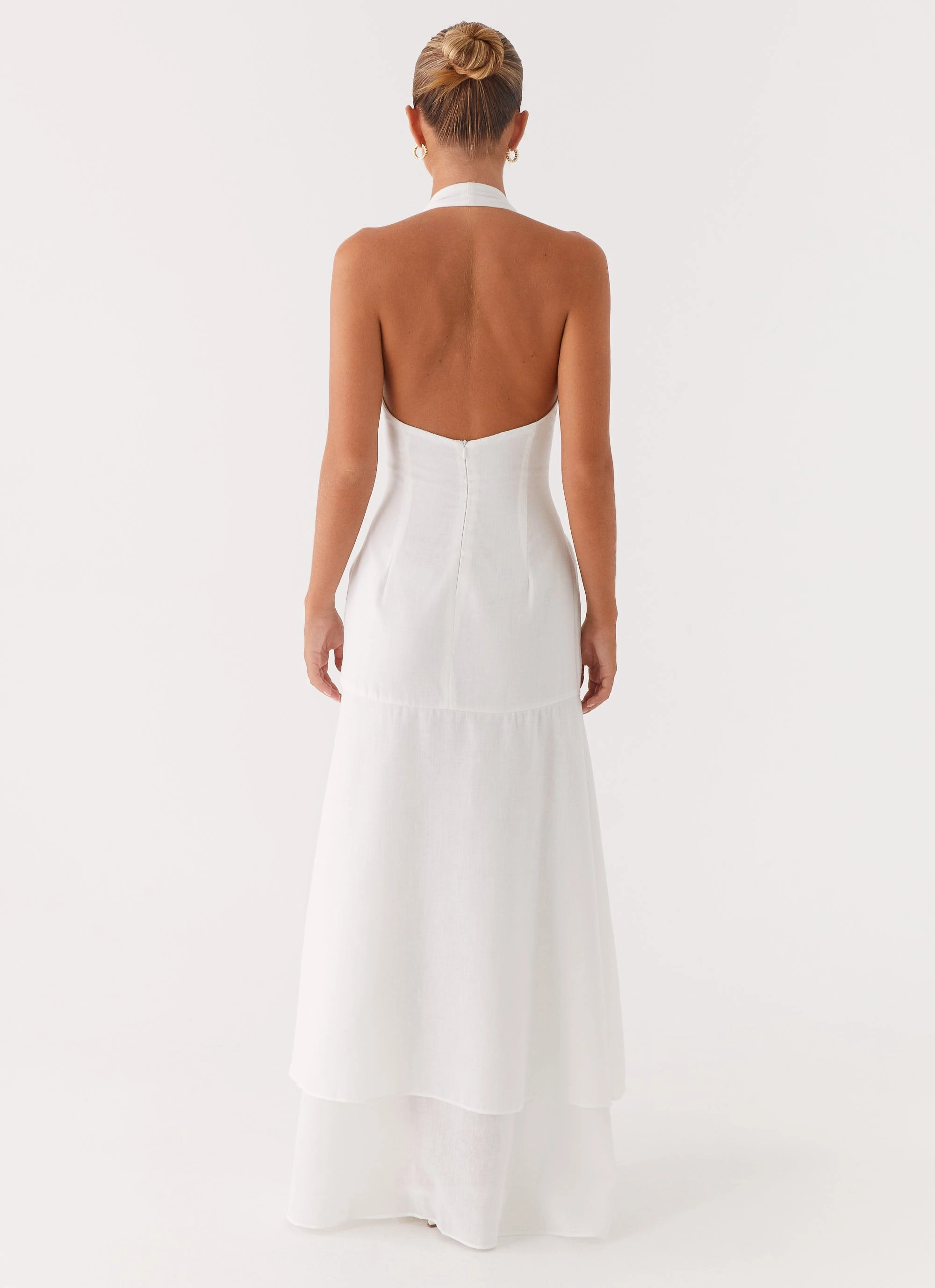Turu Maxi Dress - White Side Ruching Heritage-Brand
