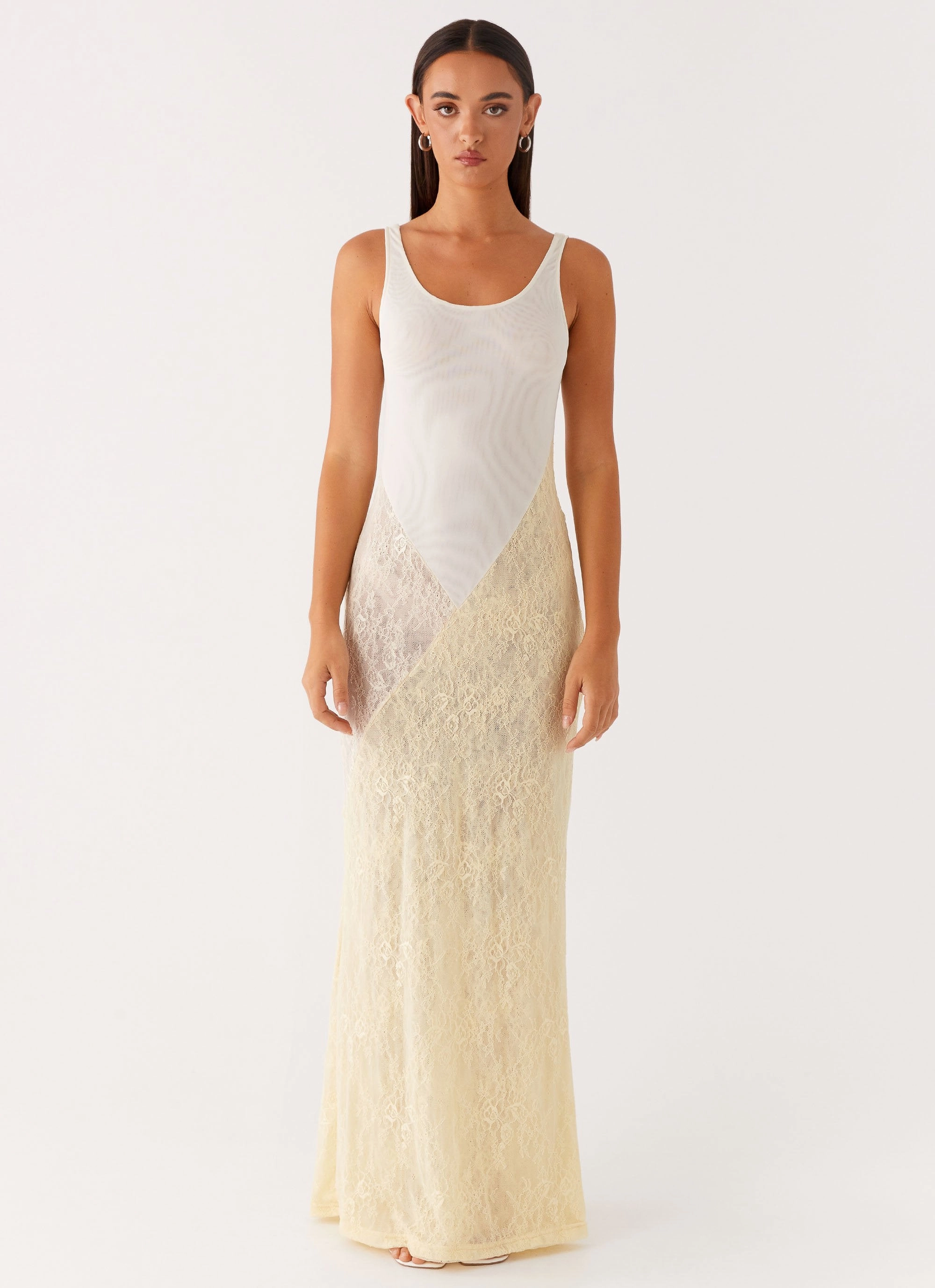 Twilight Dreams Maxi Dress - Yellow Pop Texture Back Glow