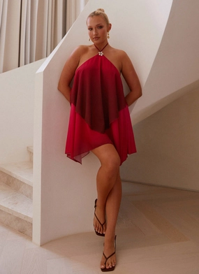 Twin Flame Mini Dress - Fuchsia Gradient Work Option knee-length