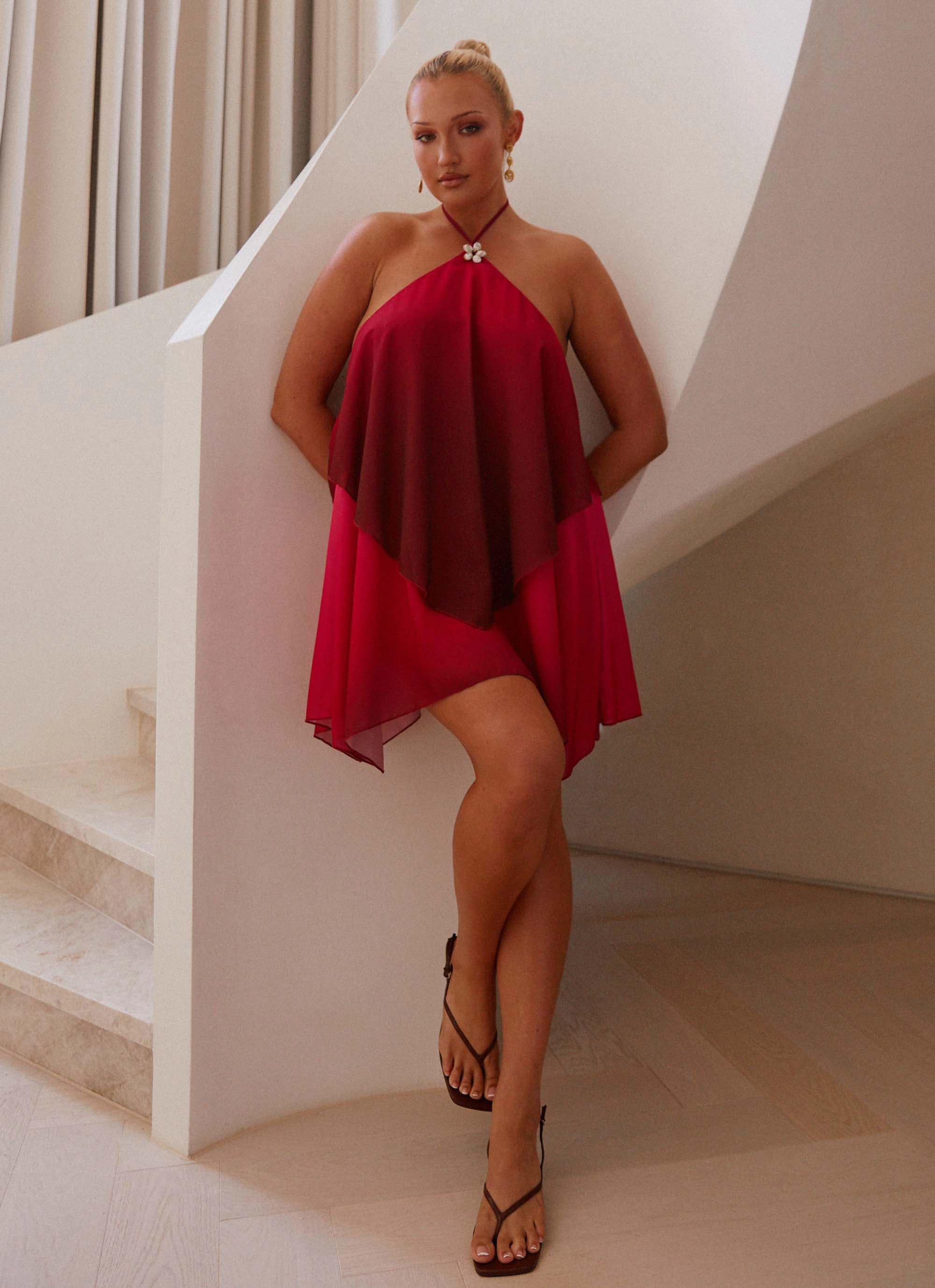 Twin Flame Mini Dress - Fuchsia Gradient Work Option knee-length