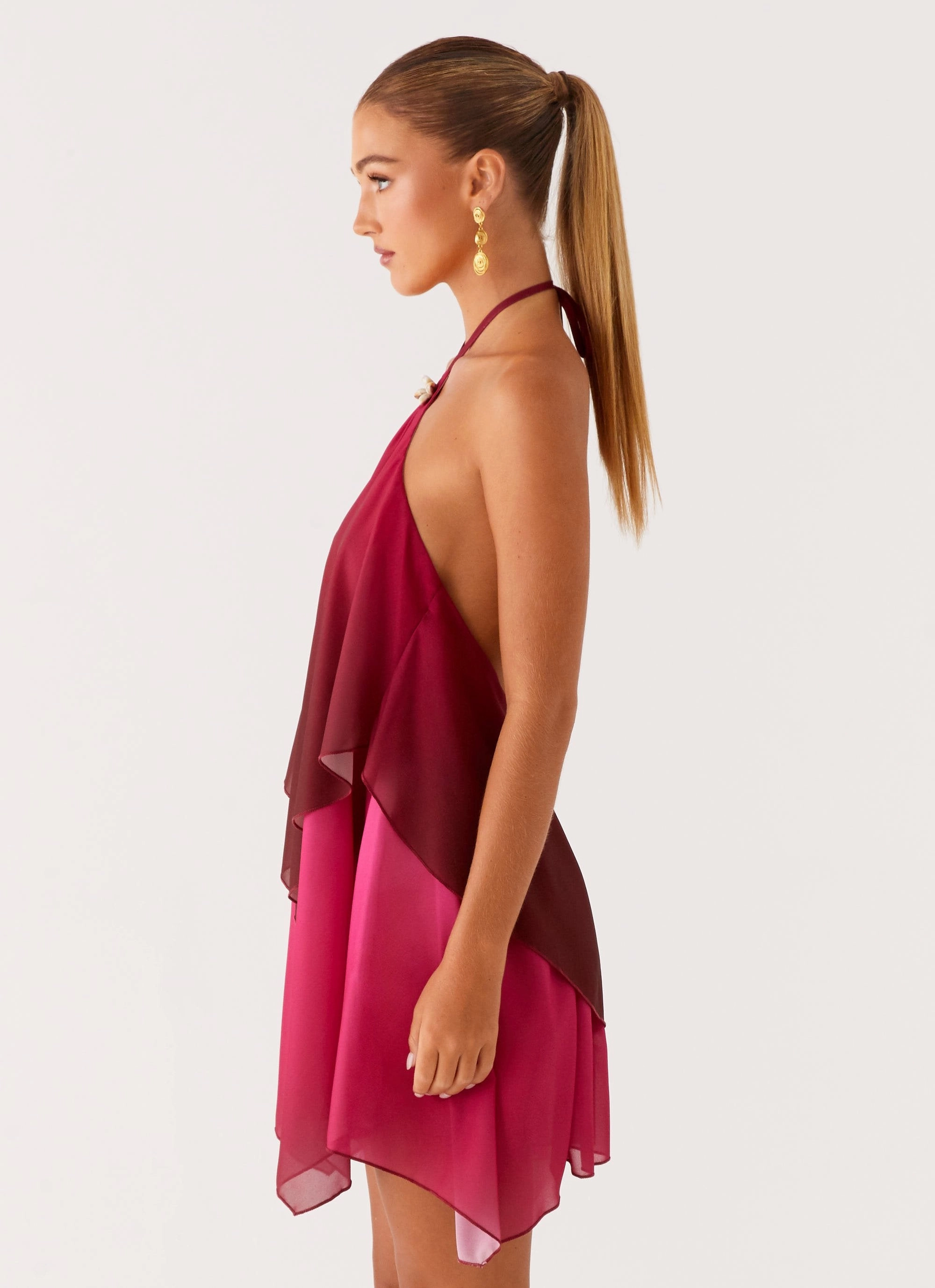 Twin Flame Mini Dress - Fuchsia Gradient Simple Ease Feminine Movement