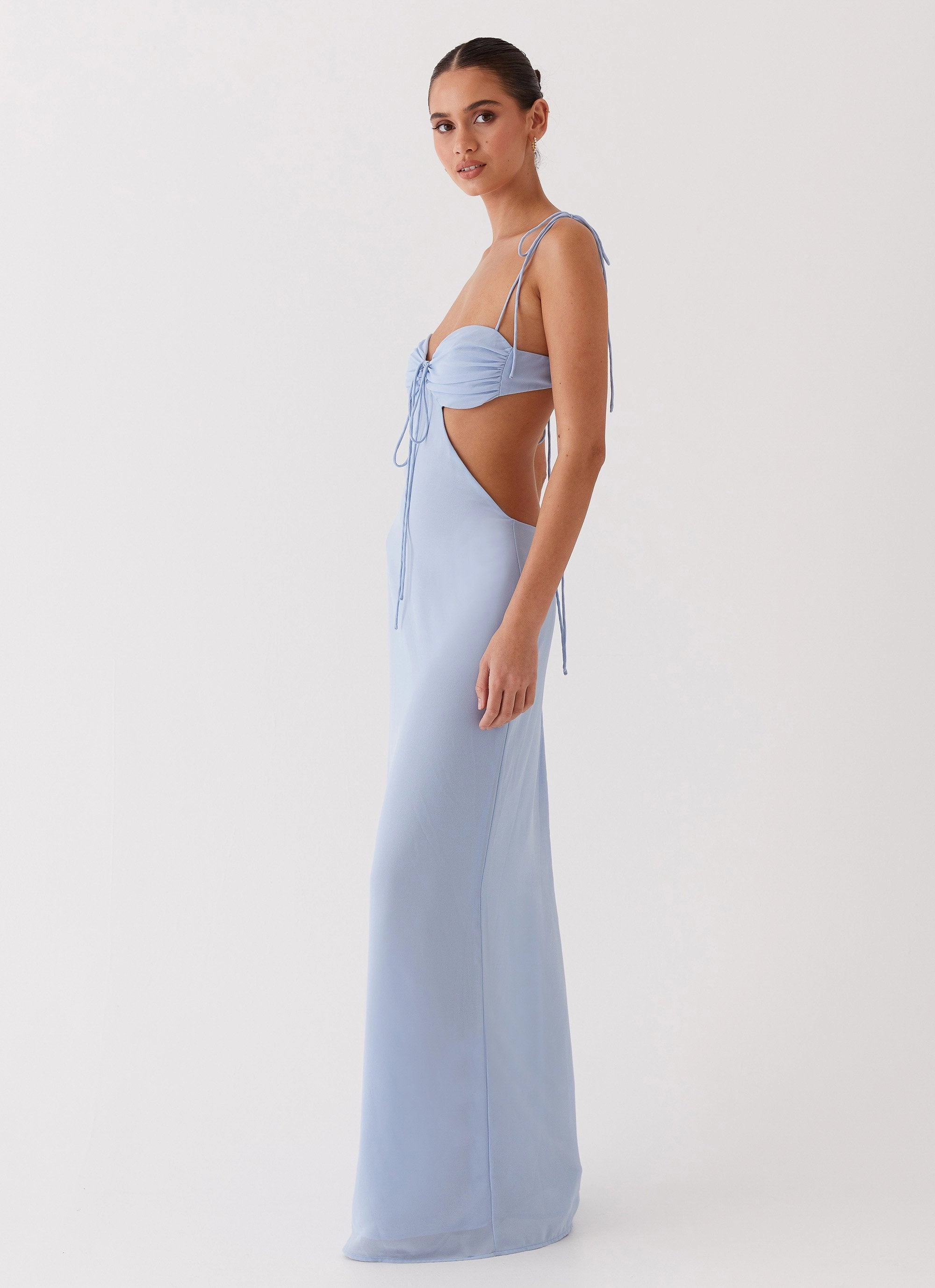 CrinkleResistantWeave Tyra Ruched Maxi Dress - Blue