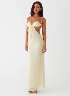 Tyra Ruched Maxi Dress - Yellow New Mood