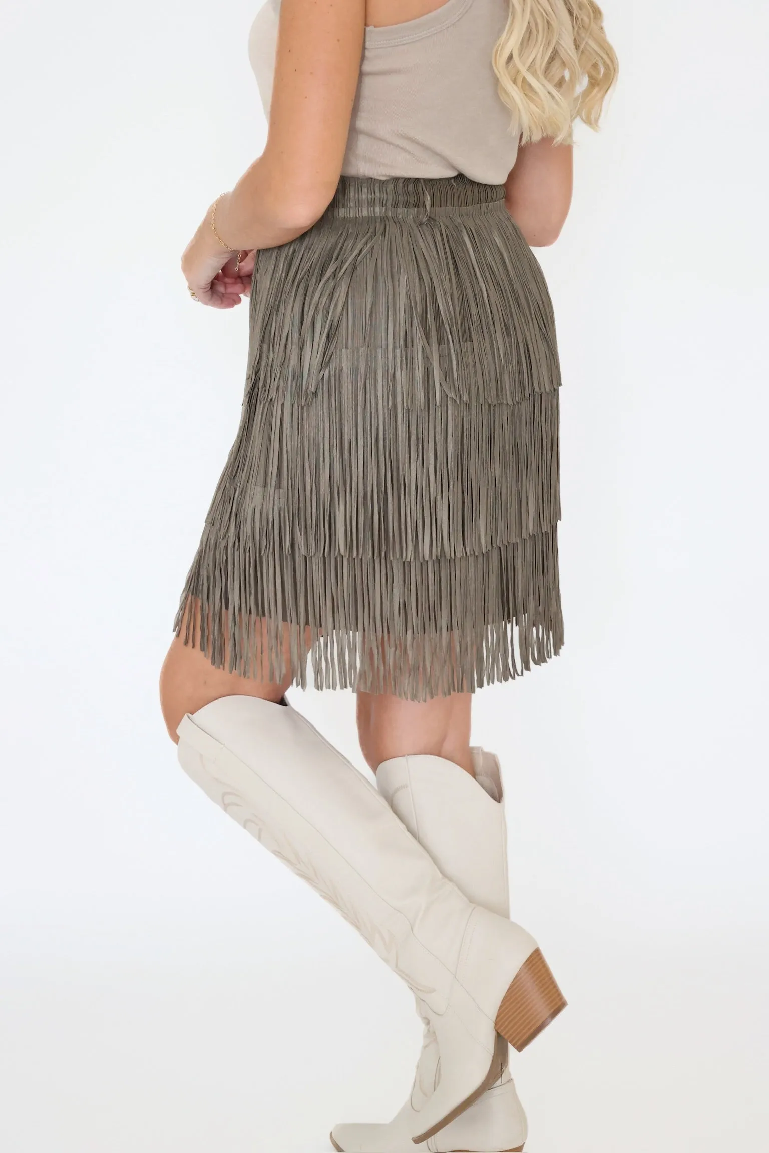 Smooth zipper closure Comfort-First Laney Fringe Skirt