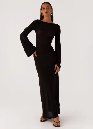 Olivia Long Sleeve Maxi Dress - Black Comfy Comfort