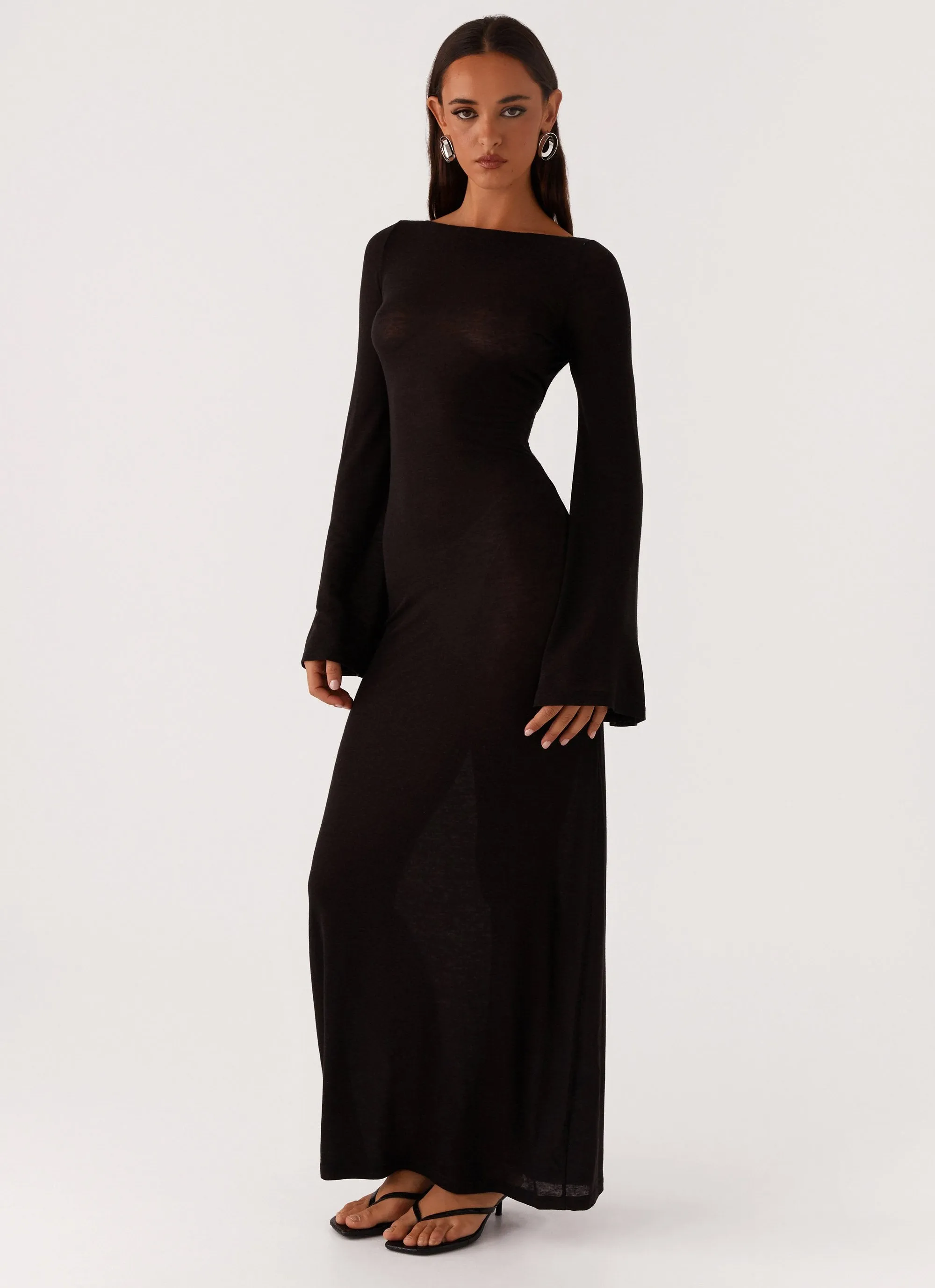 Olivia Long Sleeve Maxi Dress - Black City Casual