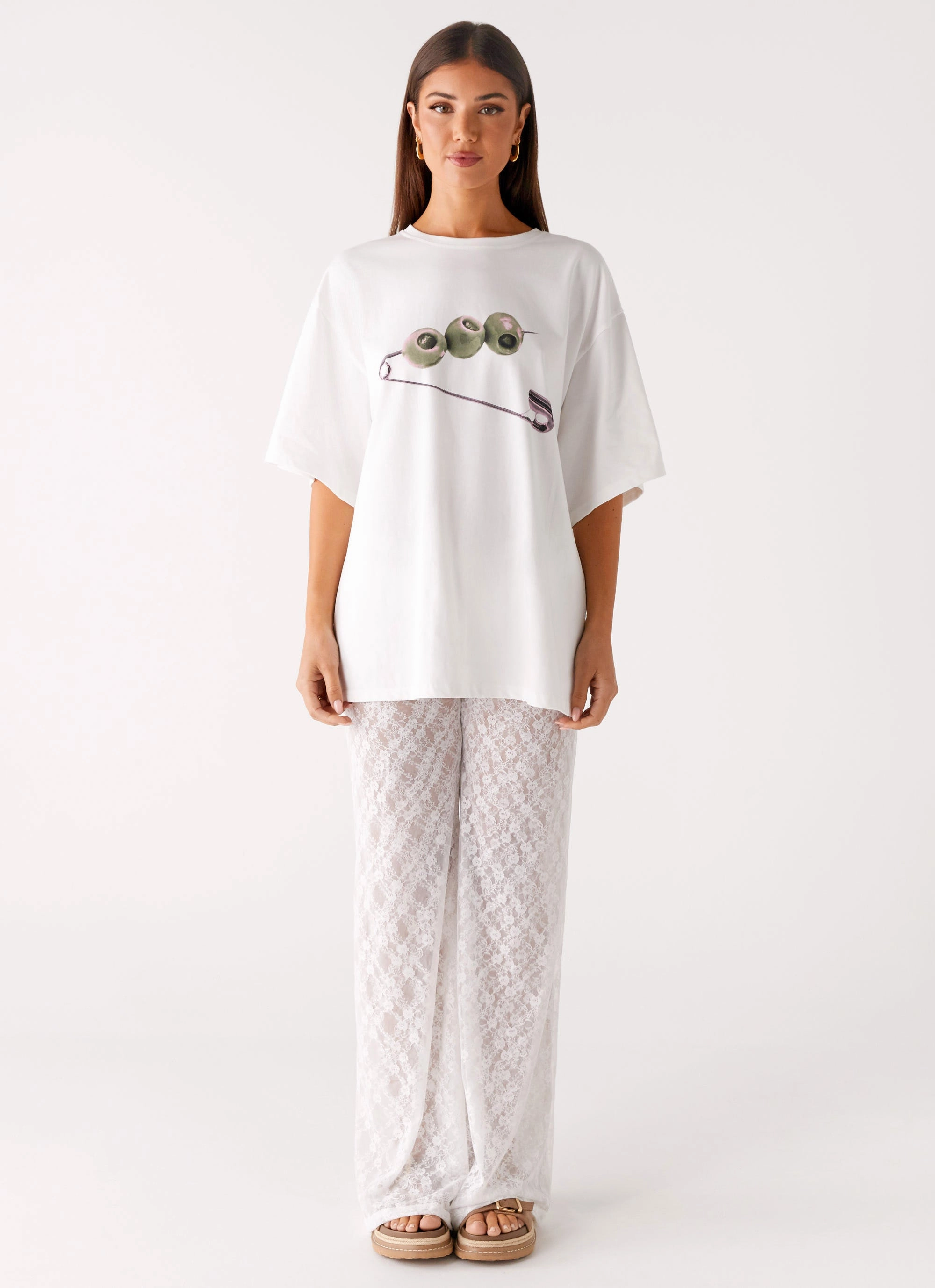 Effortless Layer Matcha Lace Pants - White