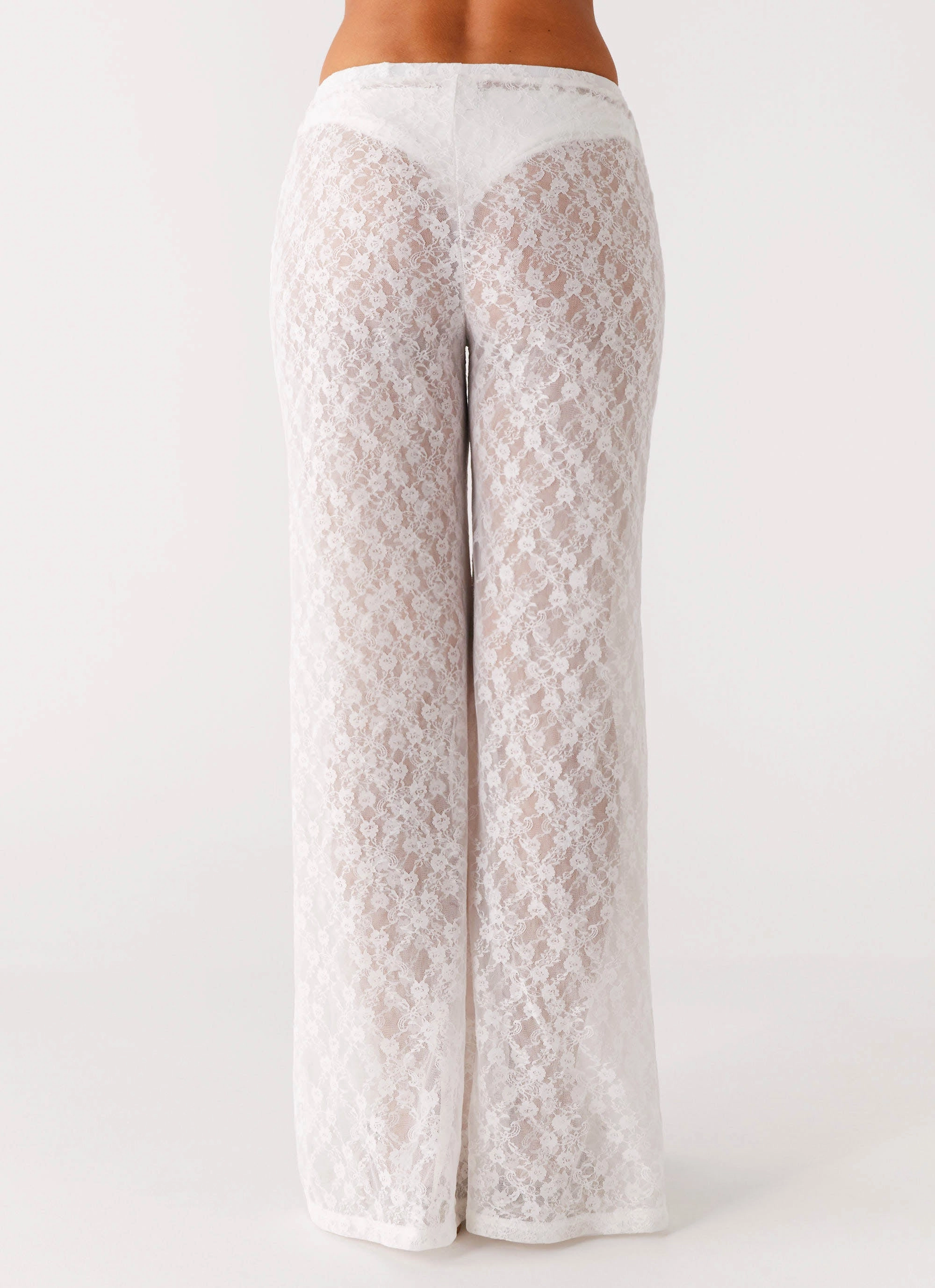 Matcha Lace Pants - White Cozy Comfort AdjustableDrawstring