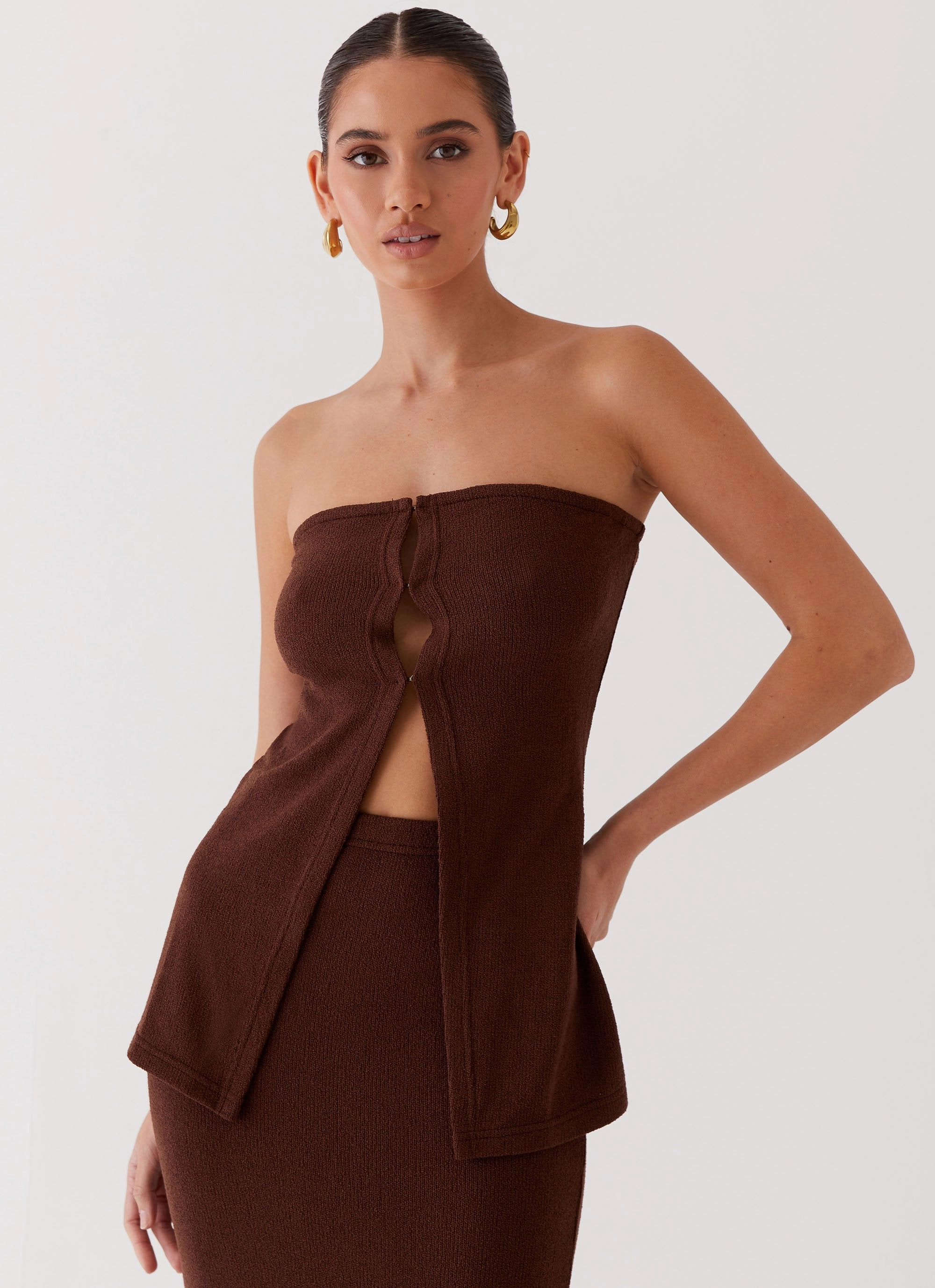 Delicate Lady Knit Top - Chocolate Thermal regulation