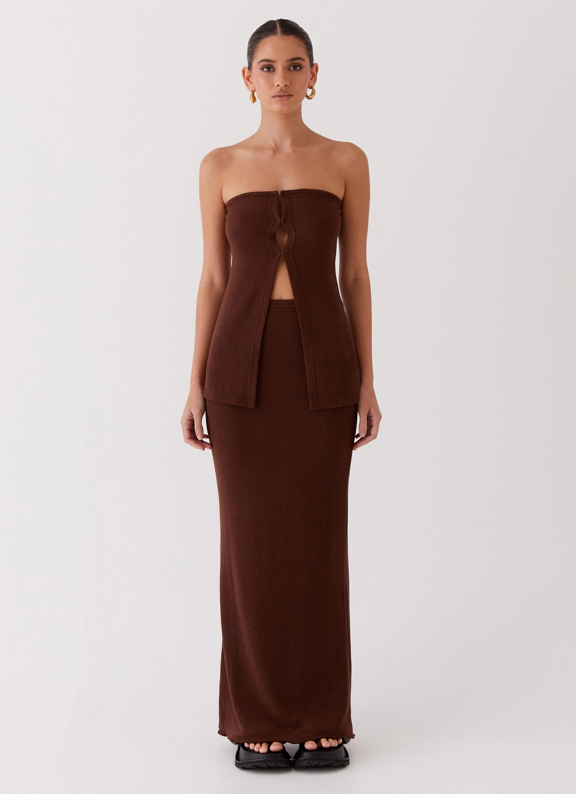 Delicate Lady Knit Top - Chocolate AllDay Comfort Tech