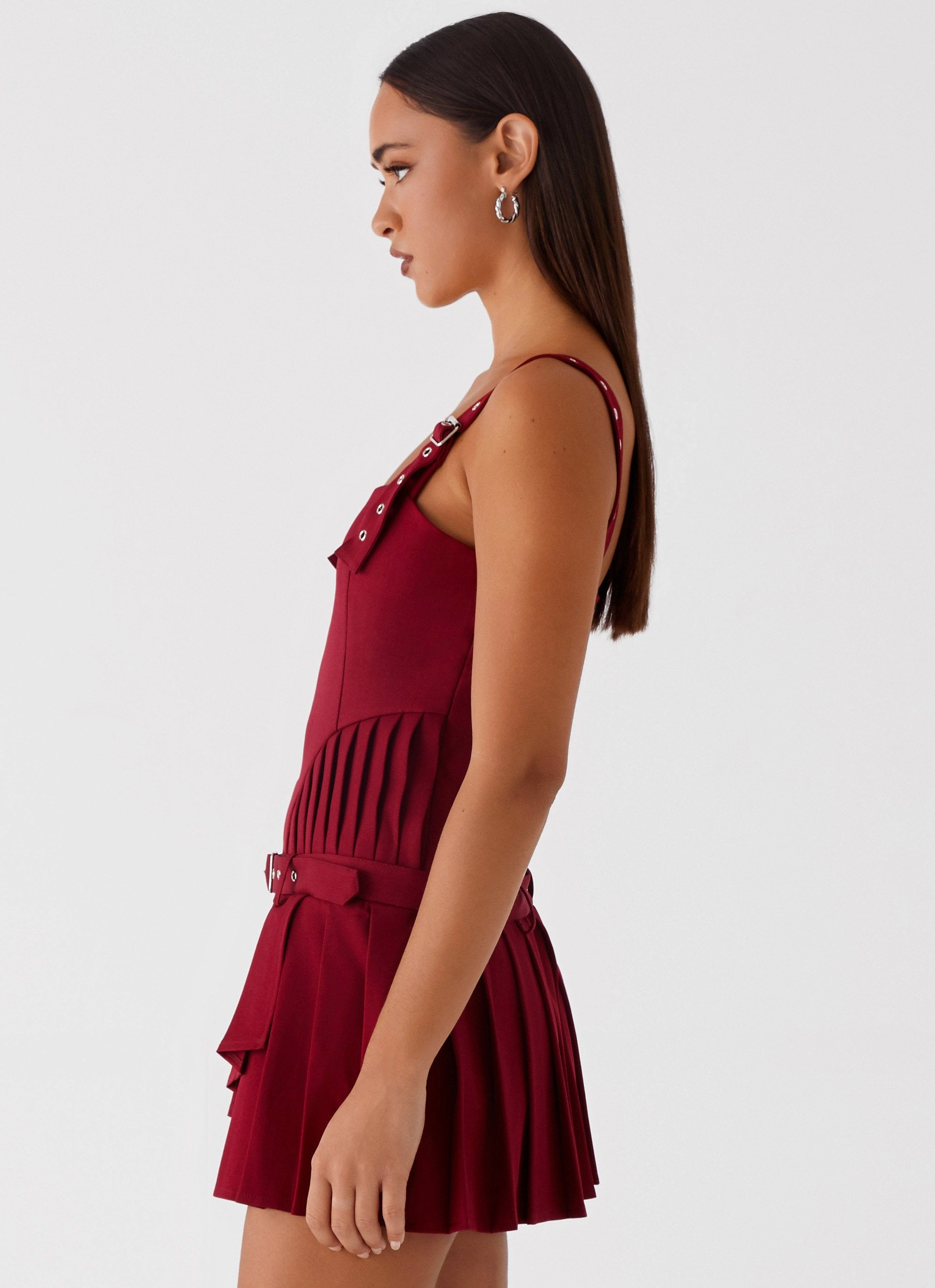 Uma Mini Dress - Cherry Red Dew Glow High low hem