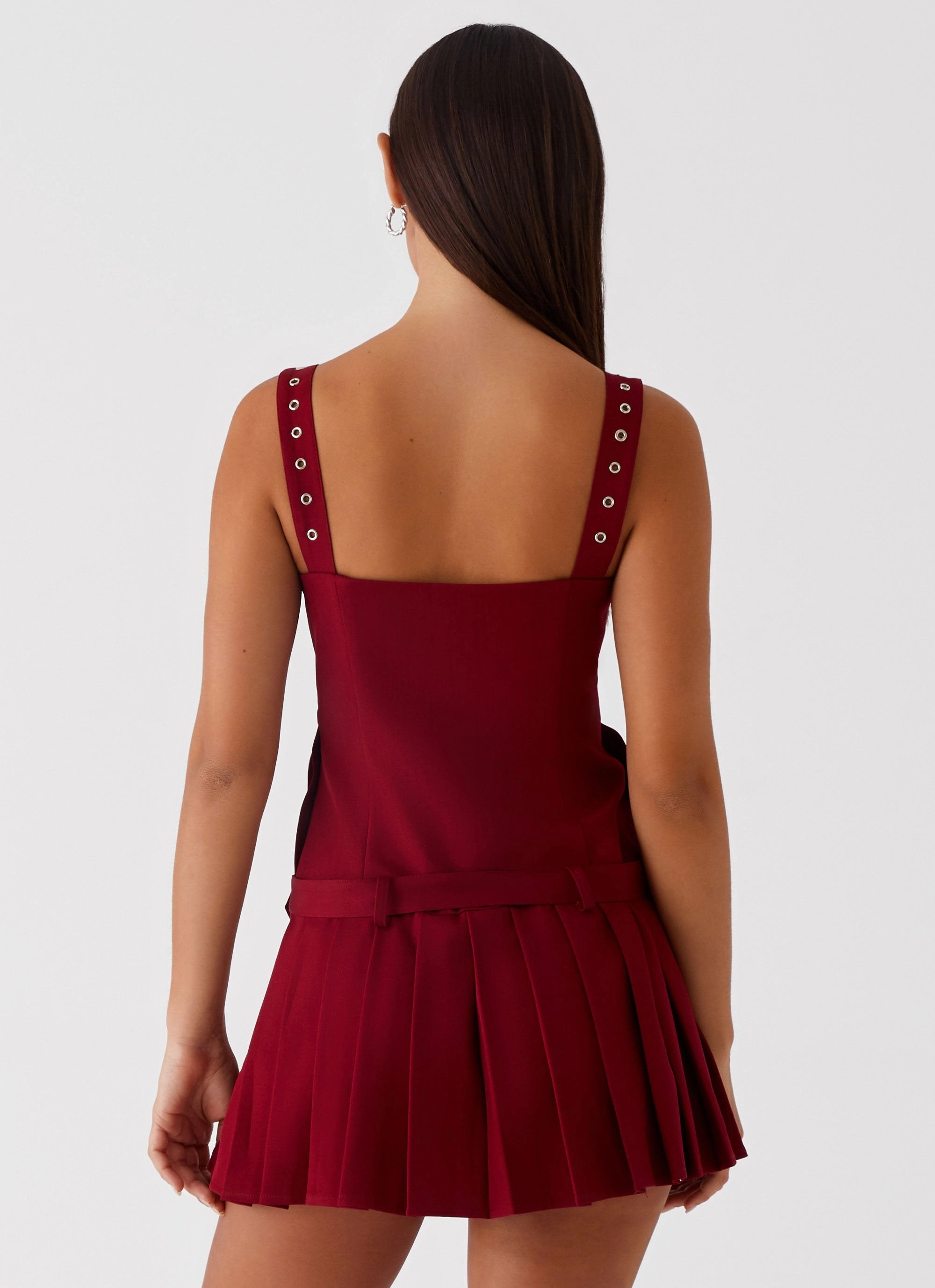Interchangeable-Detail Uma Mini Dress - Cherry Red