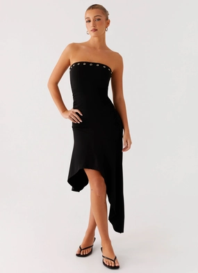 Unapologetic Midi Dress - Black Silky Silhouette
