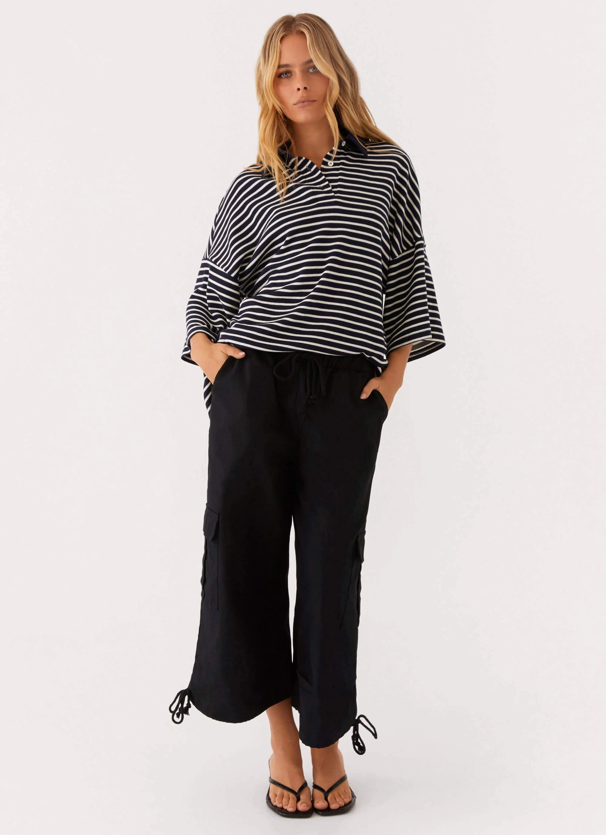 Odor Resistant Material Relaxed Fit Shirt Undefeated Oversized Polo Top - Stripe