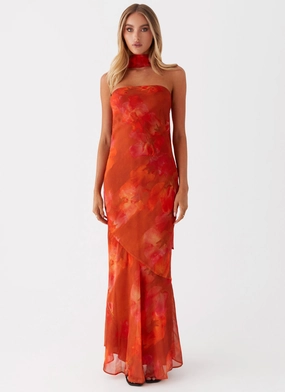 Fashionable Look Semi Formal Under The Pagoda Maxi Dress - Amber