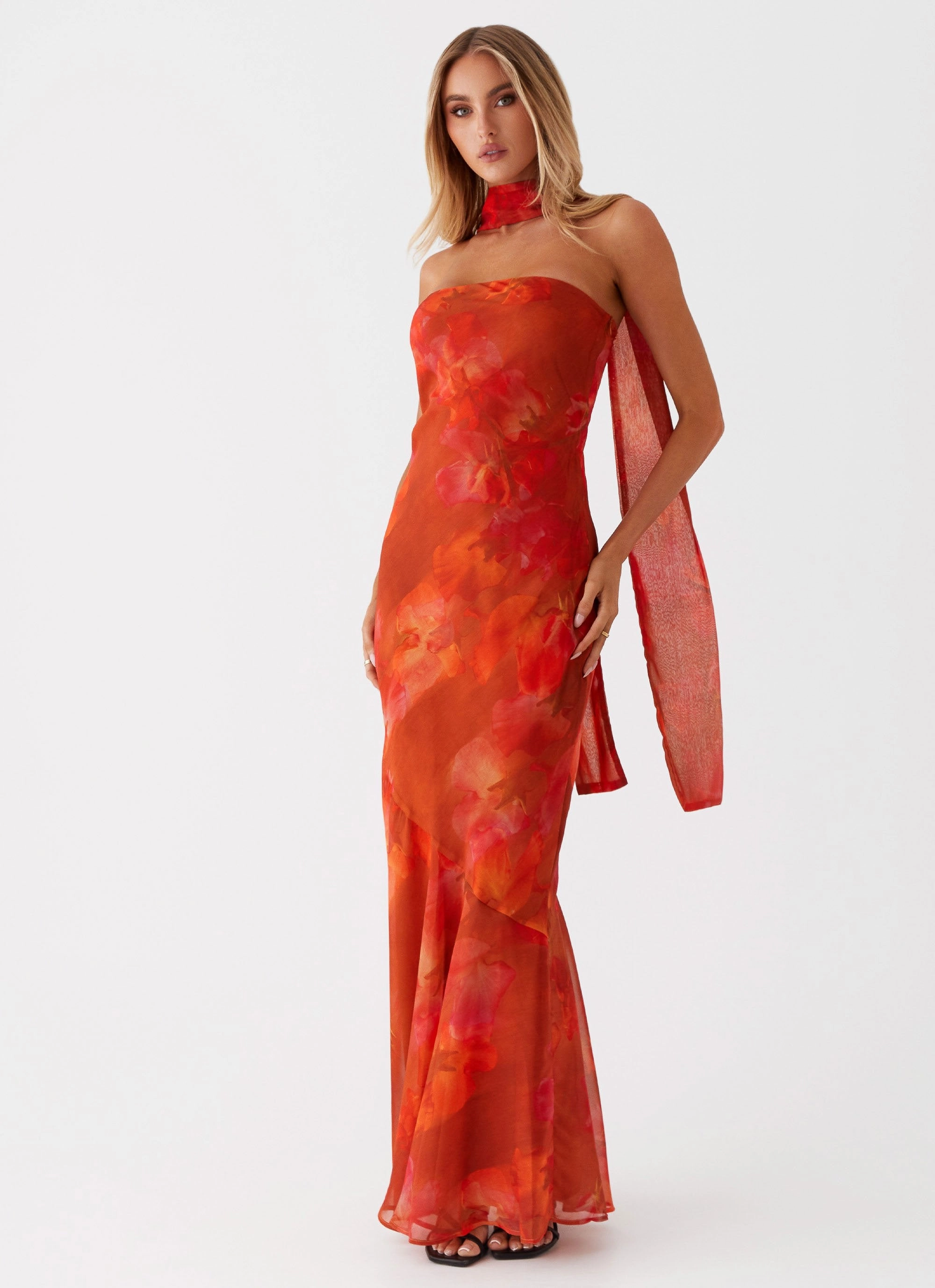 Sleek Presence Under The Pagoda Maxi Dress - Amber