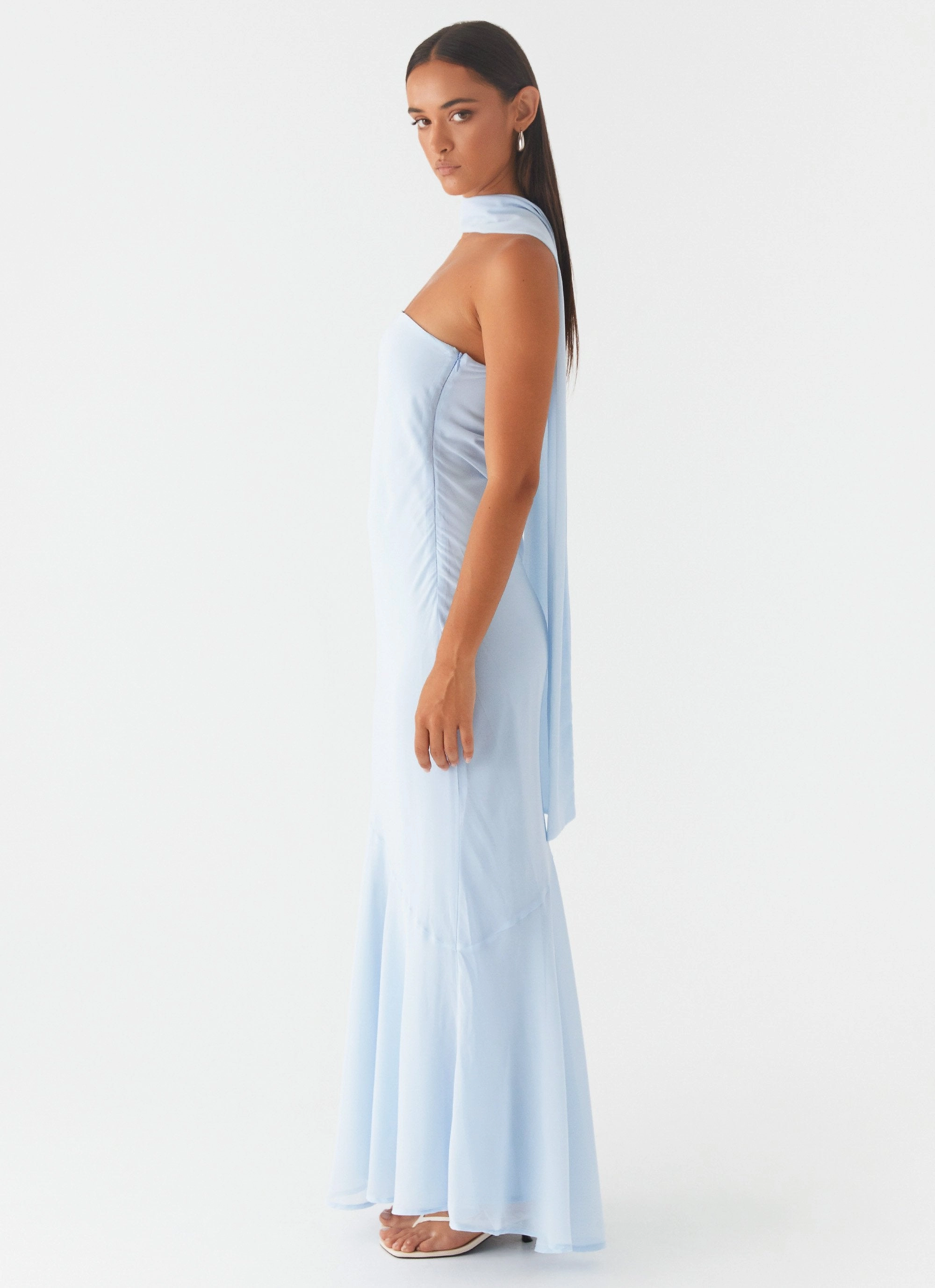 Under The Pagoda Maxi Dress - Blue Texture Soft Casual Feel