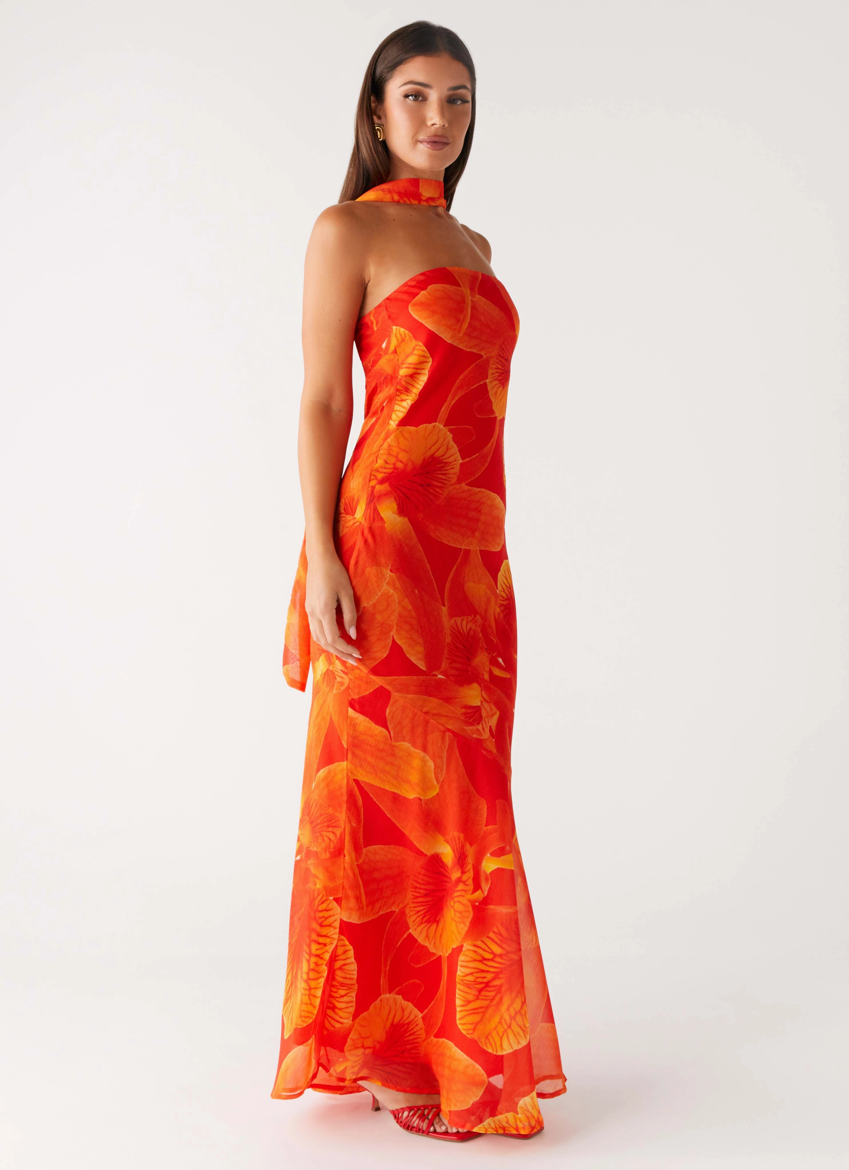 Under The Pagoda Maxi Dress - Orange Floral Family Glow Kind Glow
