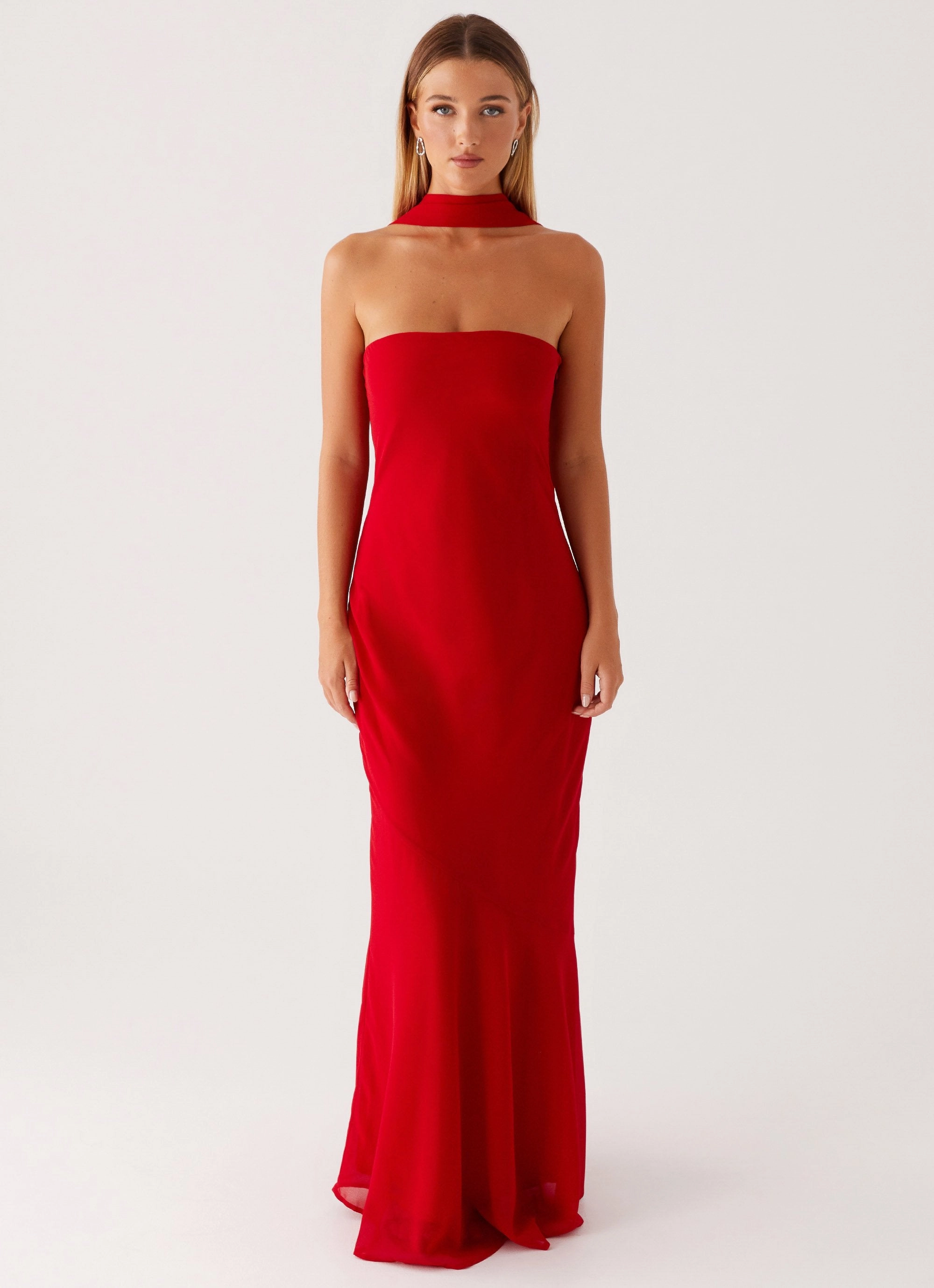 Flowy Texture Under The Pagoda Maxi Dress - Red