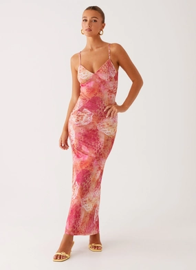 Kasey Midi Dress - Flamingo Fling Sharp Motion
