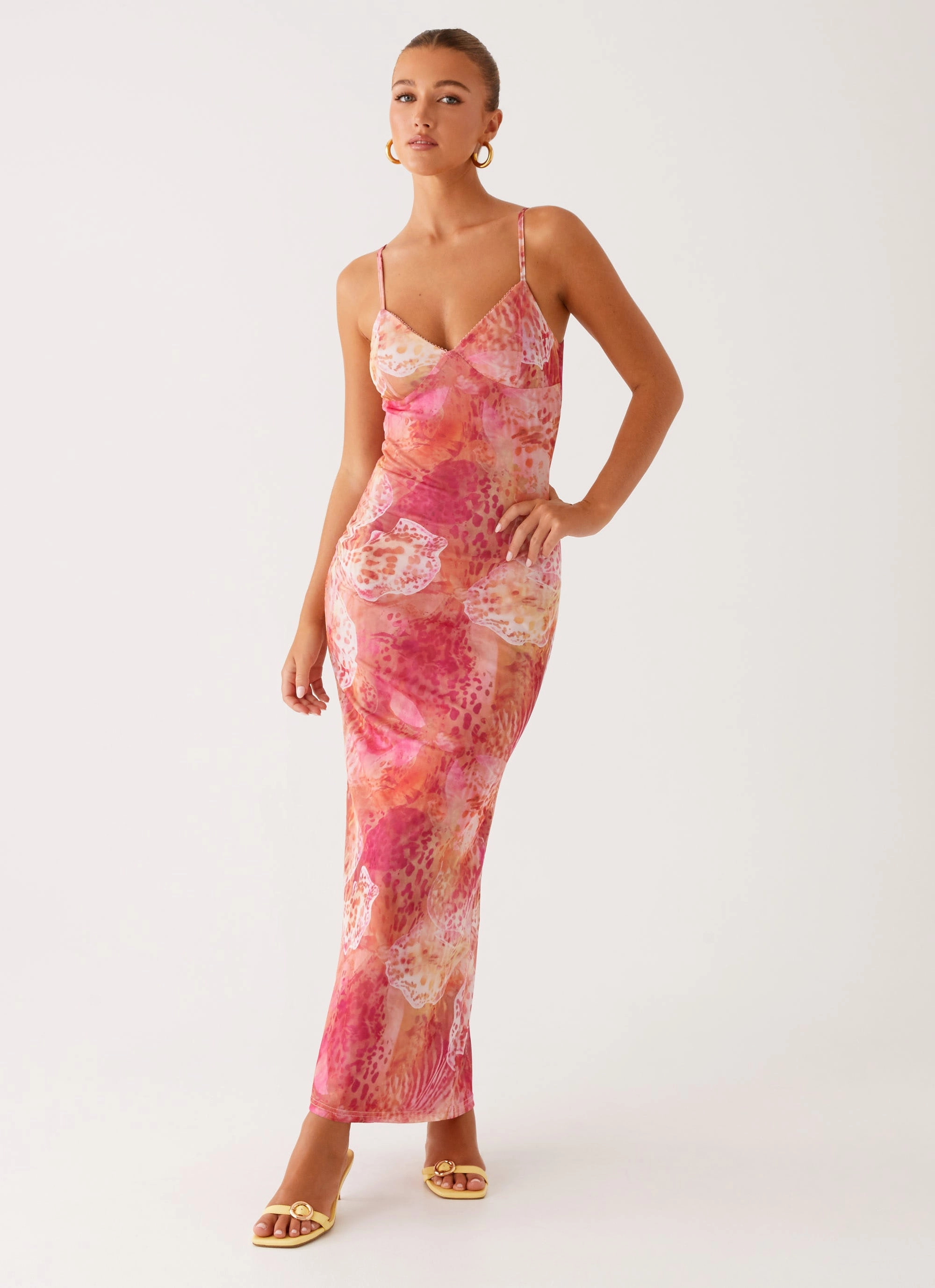 Kasey Midi Dress - Flamingo Fling Sharp Motion